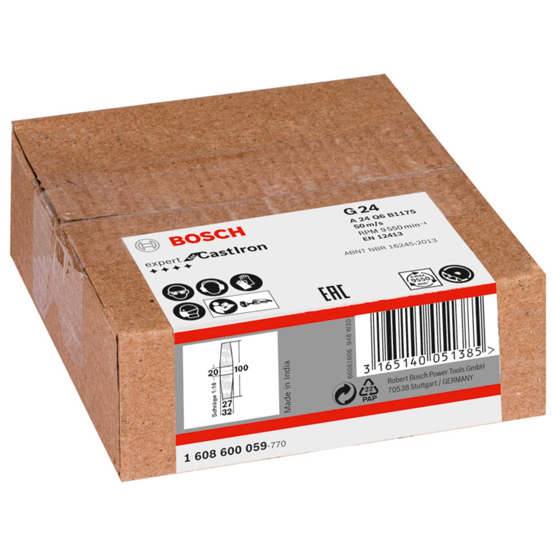 PRO Metal Schleifscheibe, 100 x 27 x 20 mm, K24