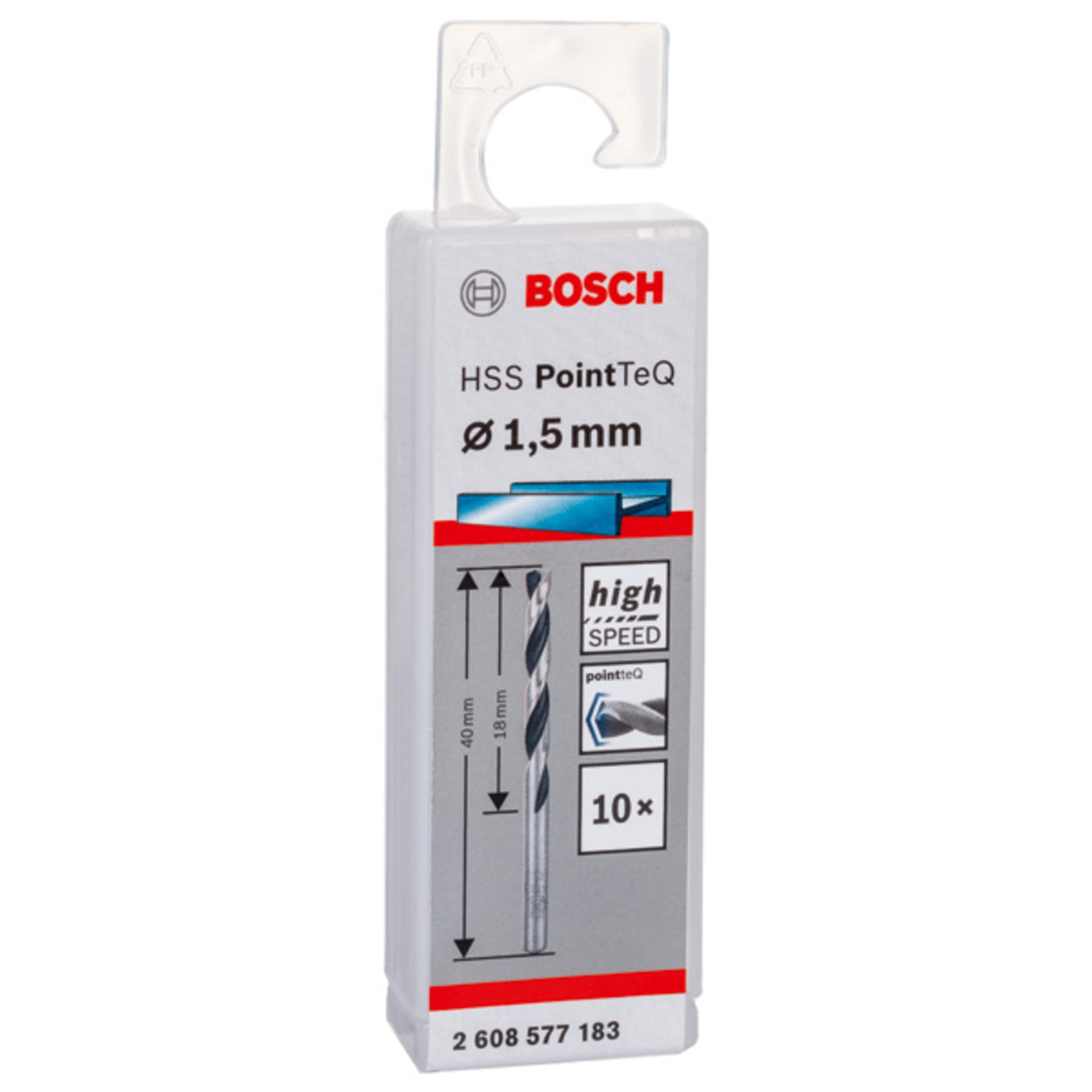 Metallspiralbohrer HSS PointTeQ, DIN 338, 1,5 mm, 10er-Pack