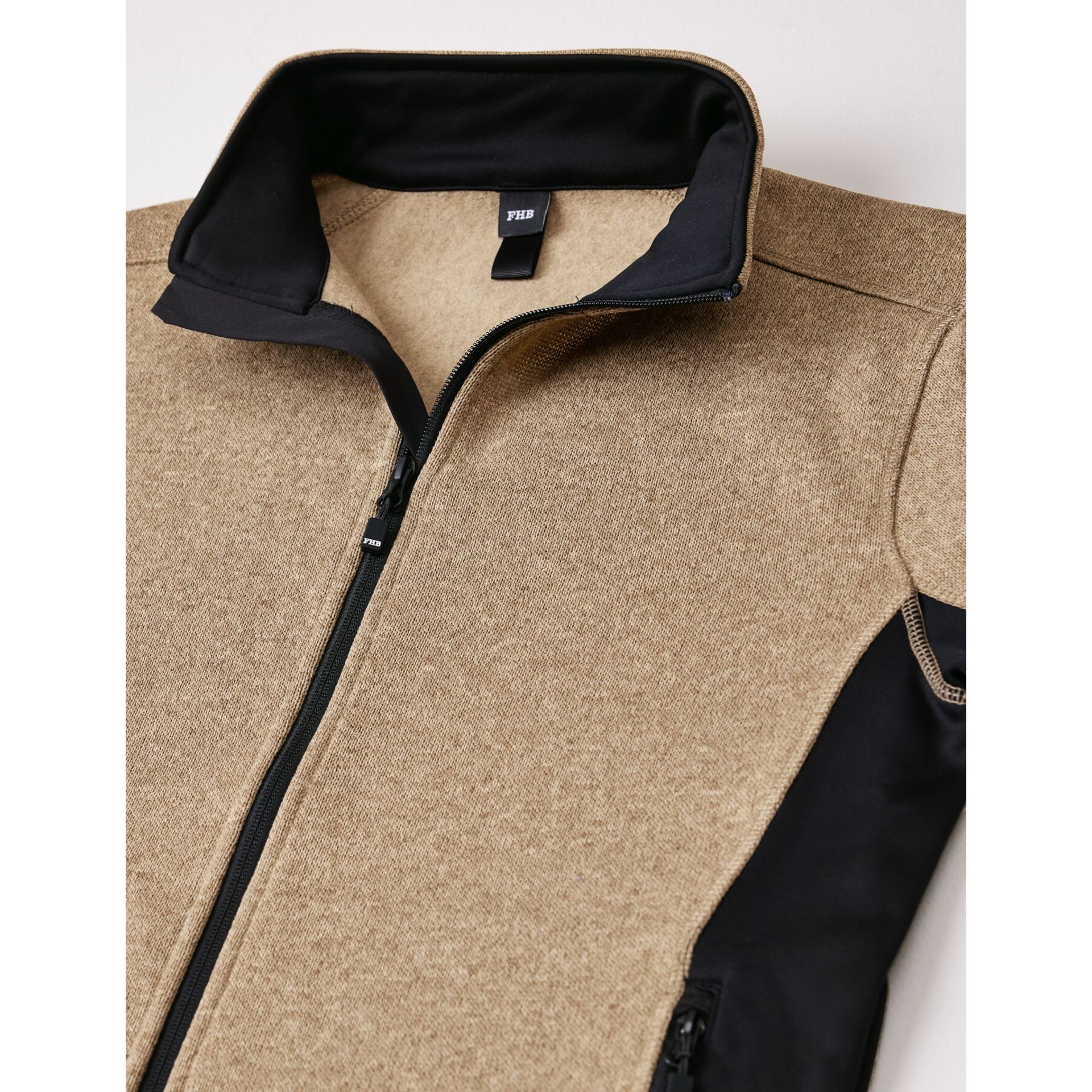 CHRISTOPH Strick-Fleece-Jacke Herren beige-schwarz 3XL