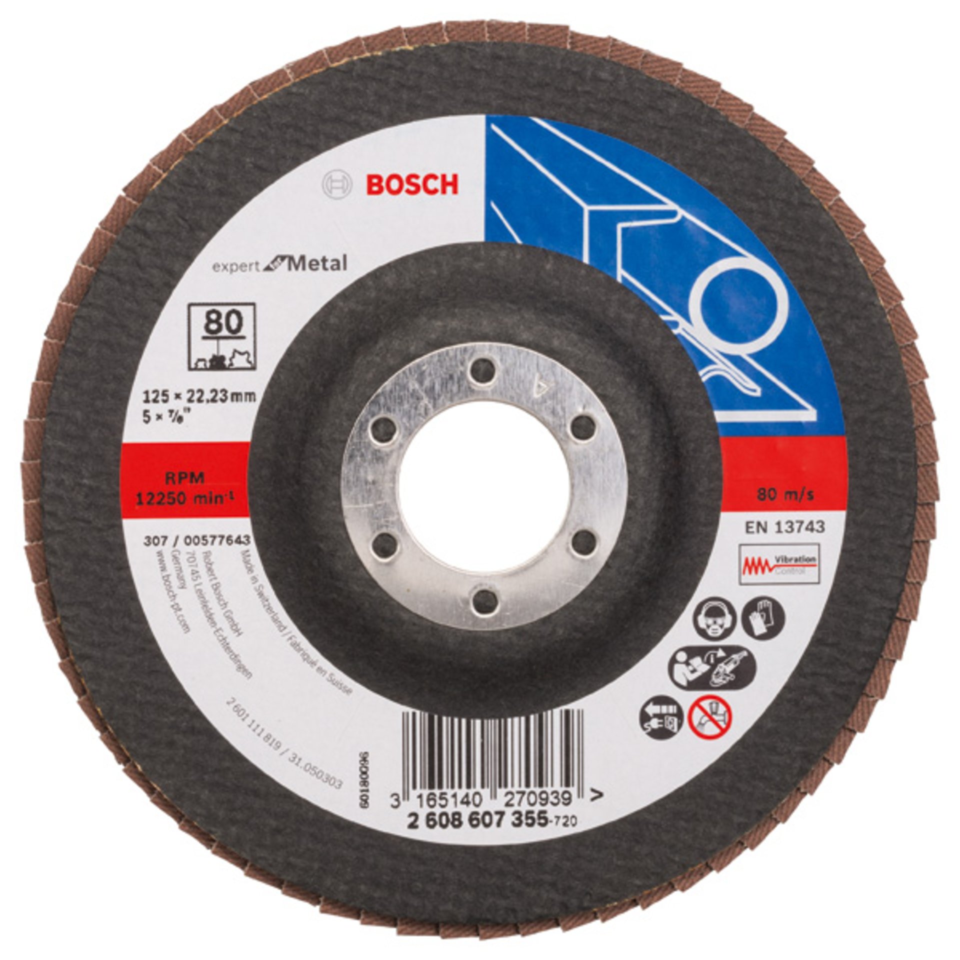 Fächerschleifscheibe X551 Expert for Metal, gerade, 125 mm, 80, Glasgewebe