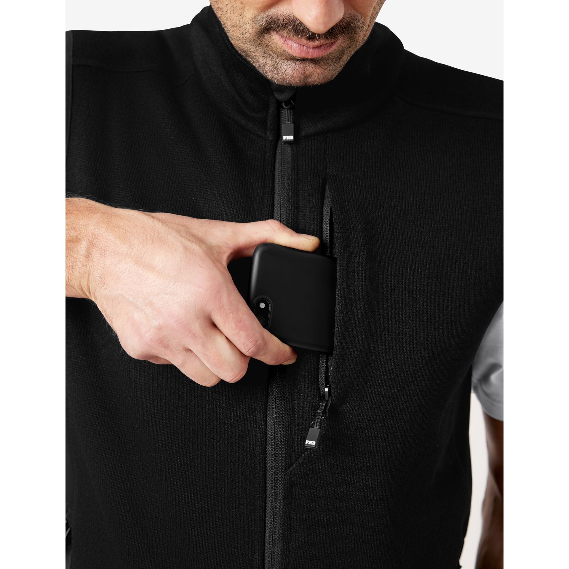 ADDE Strick-Fleece-Weste  schwarz 4XL