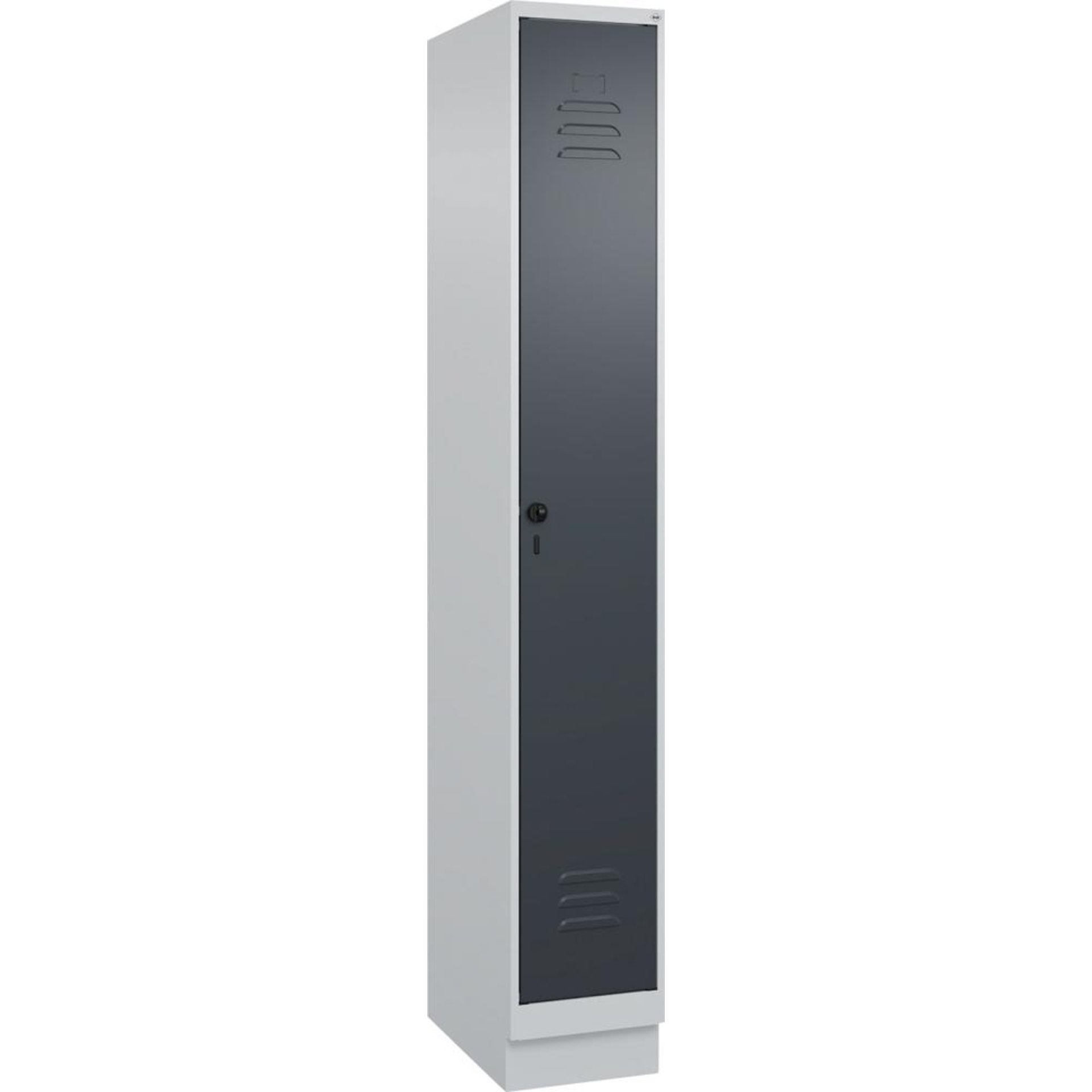Gard.-Schrank TW CLASSIC B300xT500xH1950 mm RAL 7035/7016, 1 Abteil mit 100 mm hohem Sockel