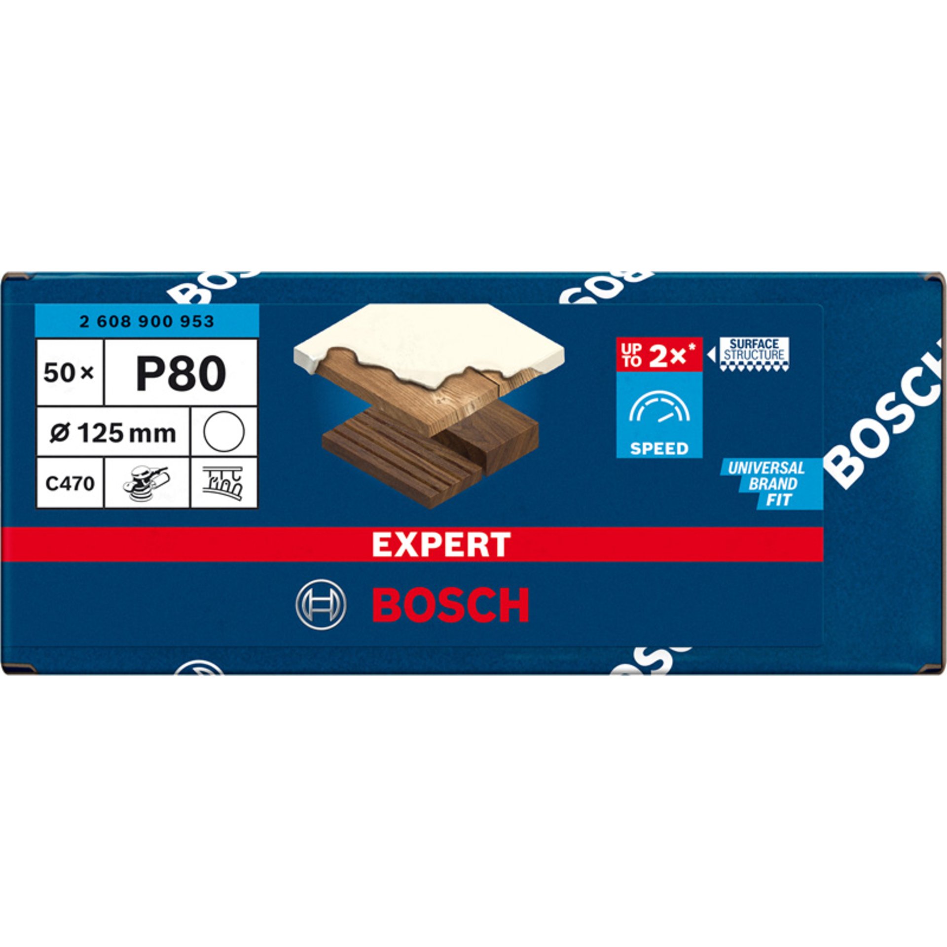 EXPERT C470 Schleifpap. o. Löcher f. Winkelschl. u. Bohr., 125 mm, G 80, 50-tlg.
