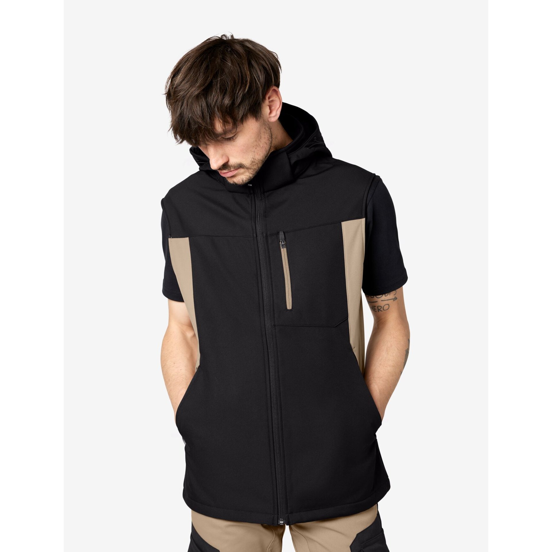 JUSTUS Softshell Weste beige-schwarz S