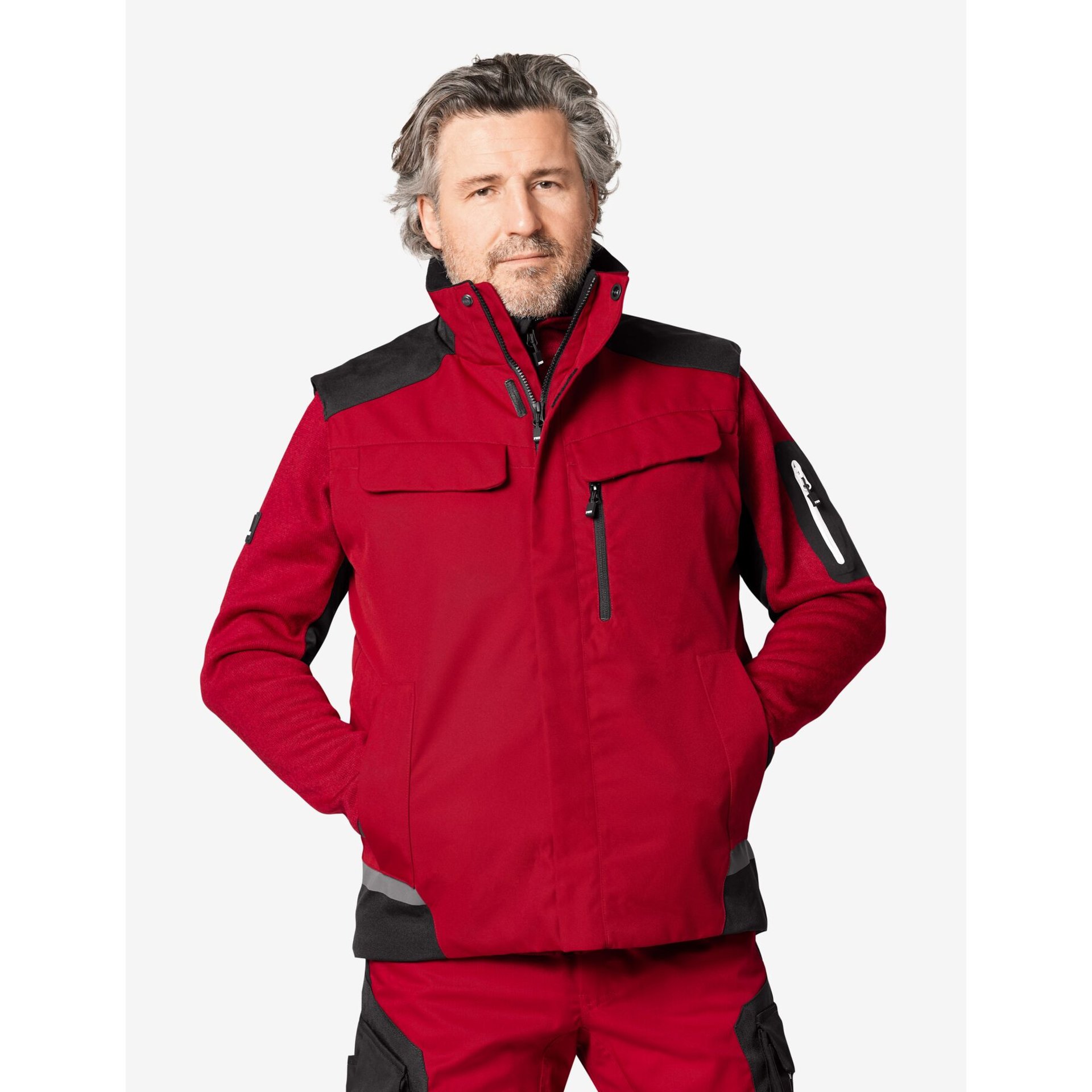 HAUKE Arbeitsweste rot-schwarz 4XL
