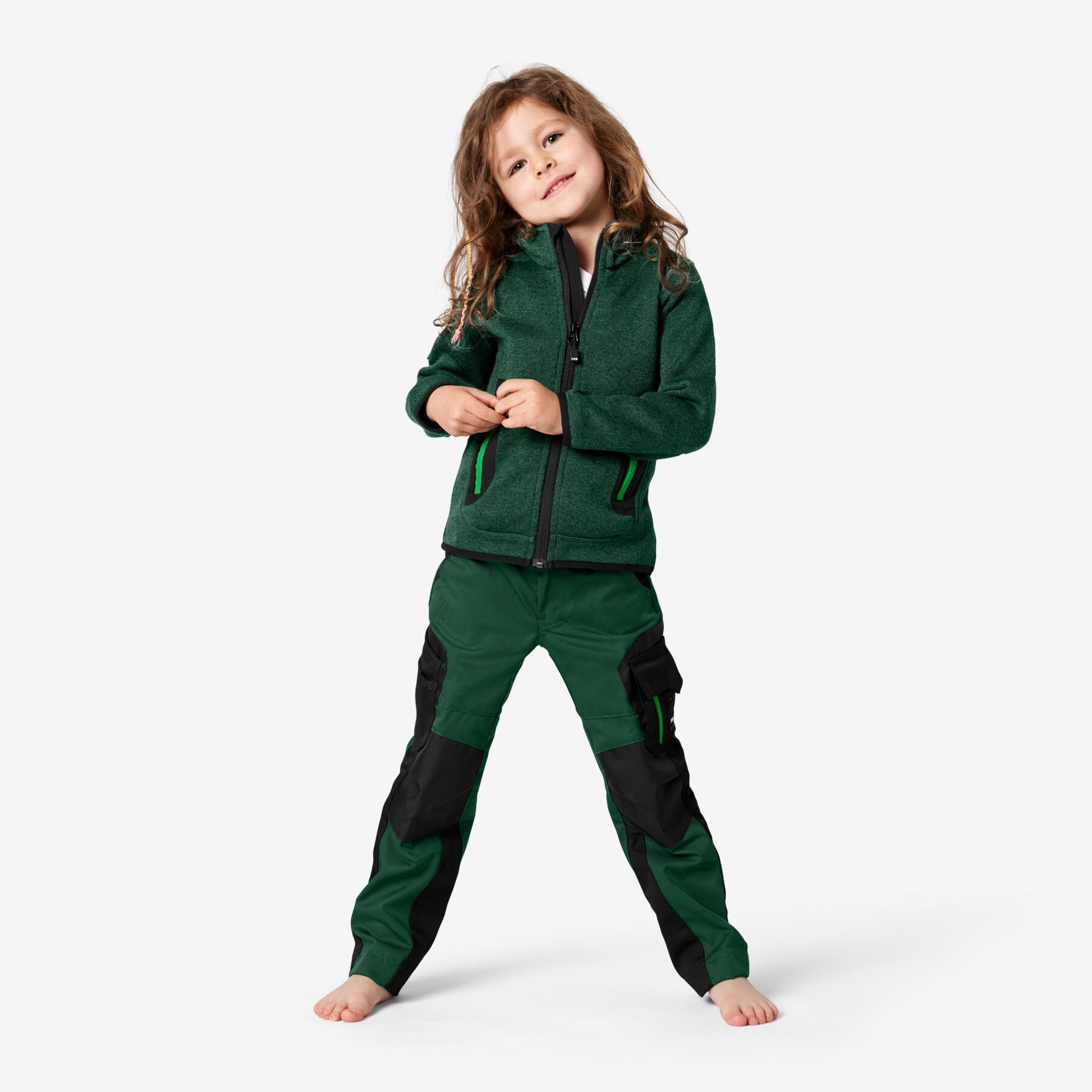MATS Strick-Fleece-Jacke Kinder grün 158/164