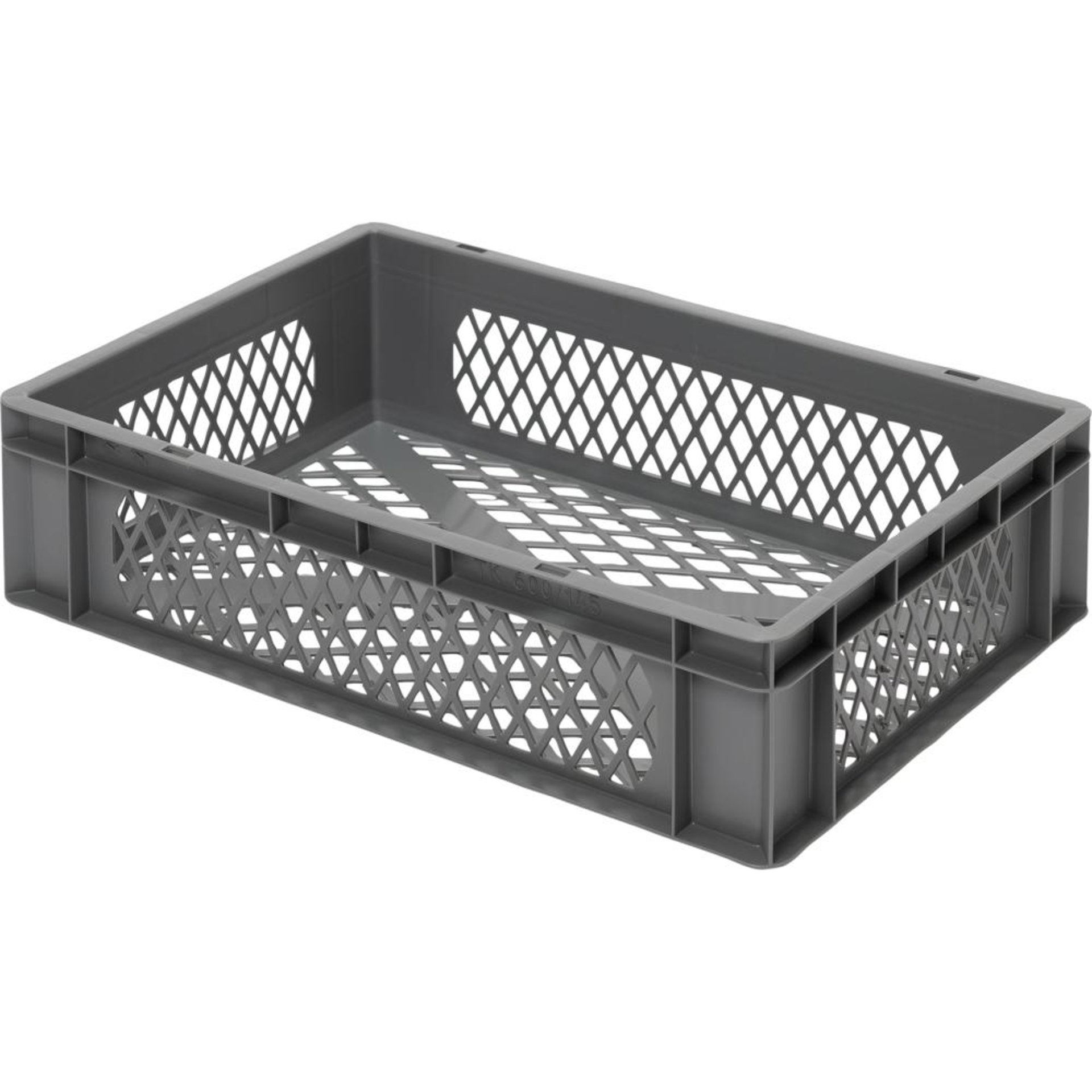 Transport-Stapelkasten B600xT400xH145 mm grau, kpl. durchbrochen ohne Griffloch LA-KA-PE