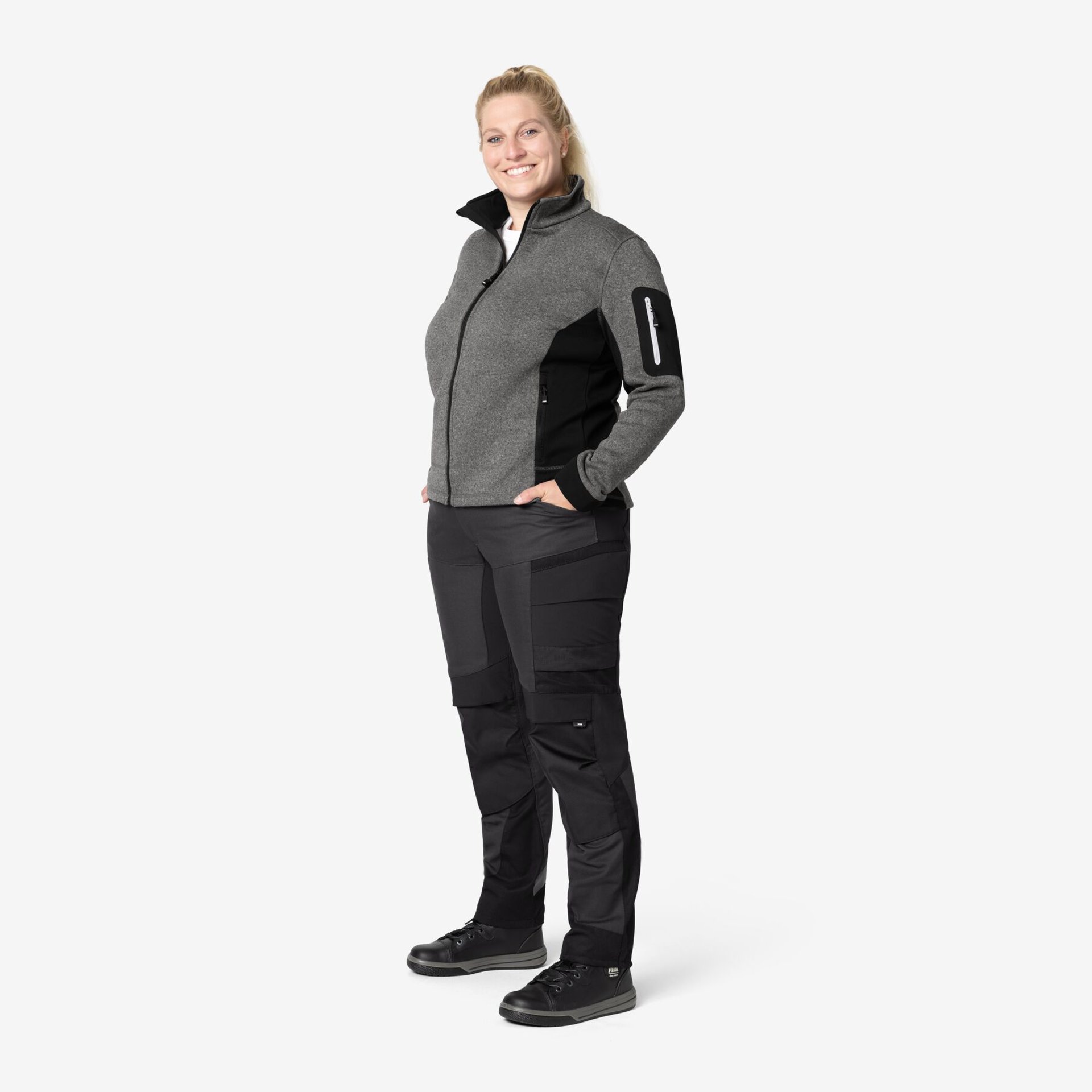 MARIEKE Strick-Fleece-Jacke Damen anthrazit-schwarz 2XL