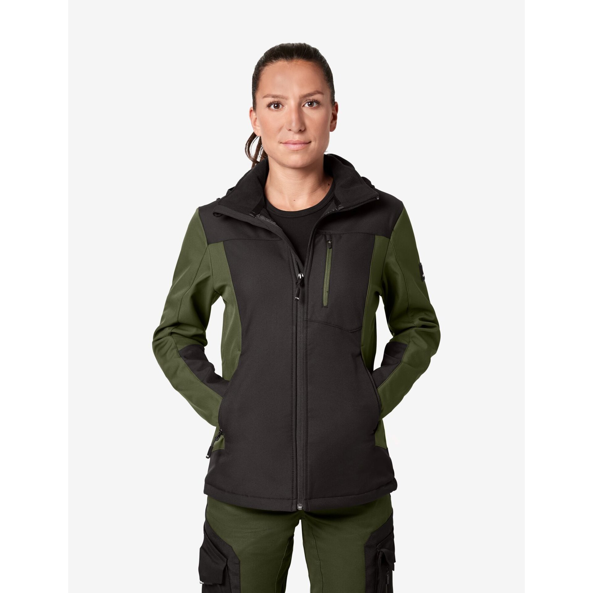 JULIA Softshell-Jacke Damen oliv-schwarz 3XL