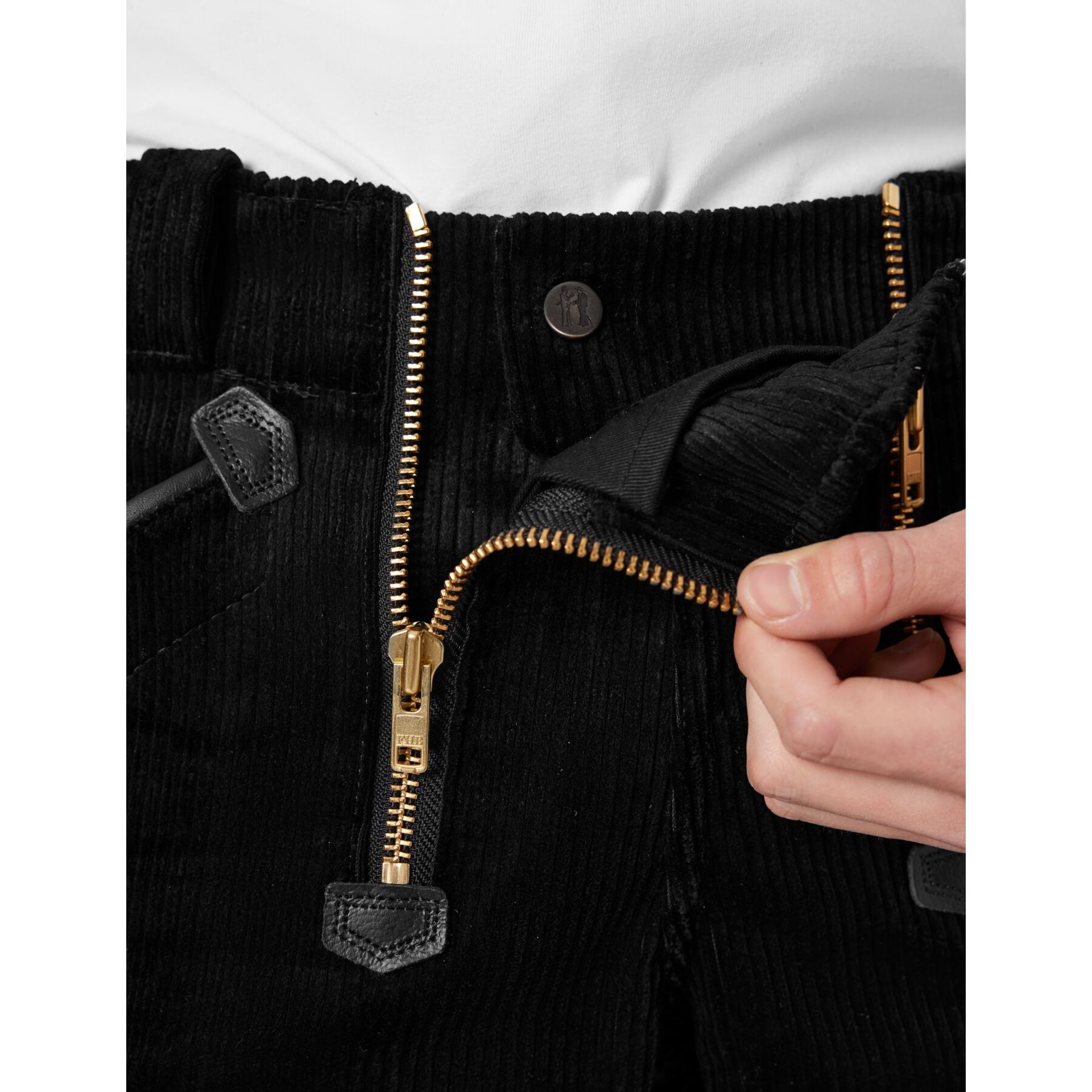 GUSTAV Zunfthose Trenkercord Dreidraht m. Echtleder schwarz 54