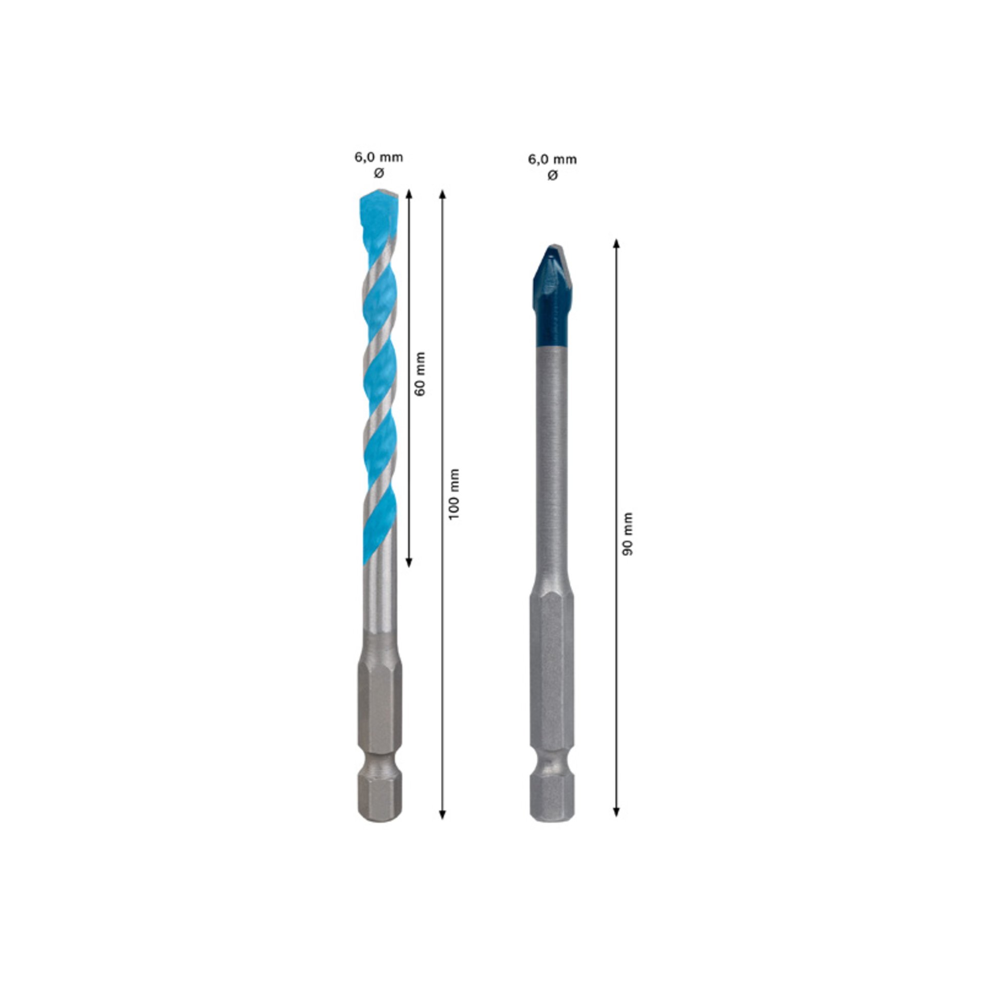 EXPERT HEX-9 Hard Ceramic und HEX-9 Multi Construction Bohrer-Set, 6 mm, 2-tlg.