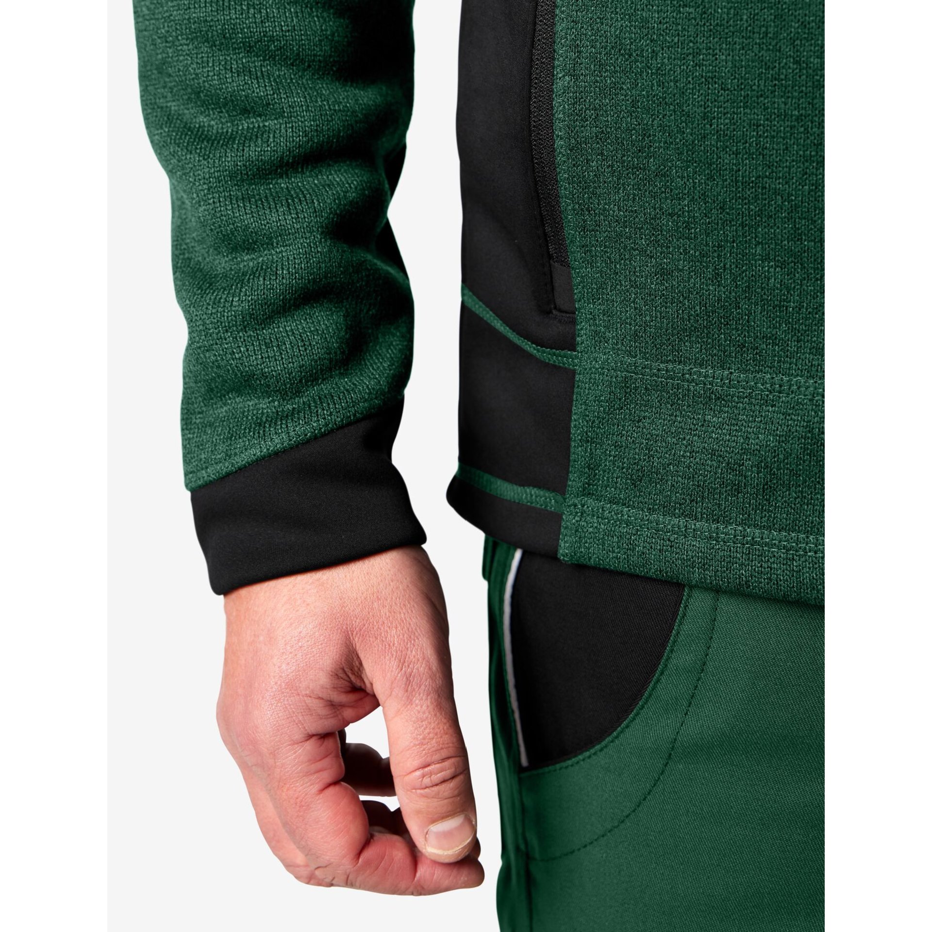 CHRISTOPH Strick-Fleece-Jacke Herren grün-schwarz 5XL