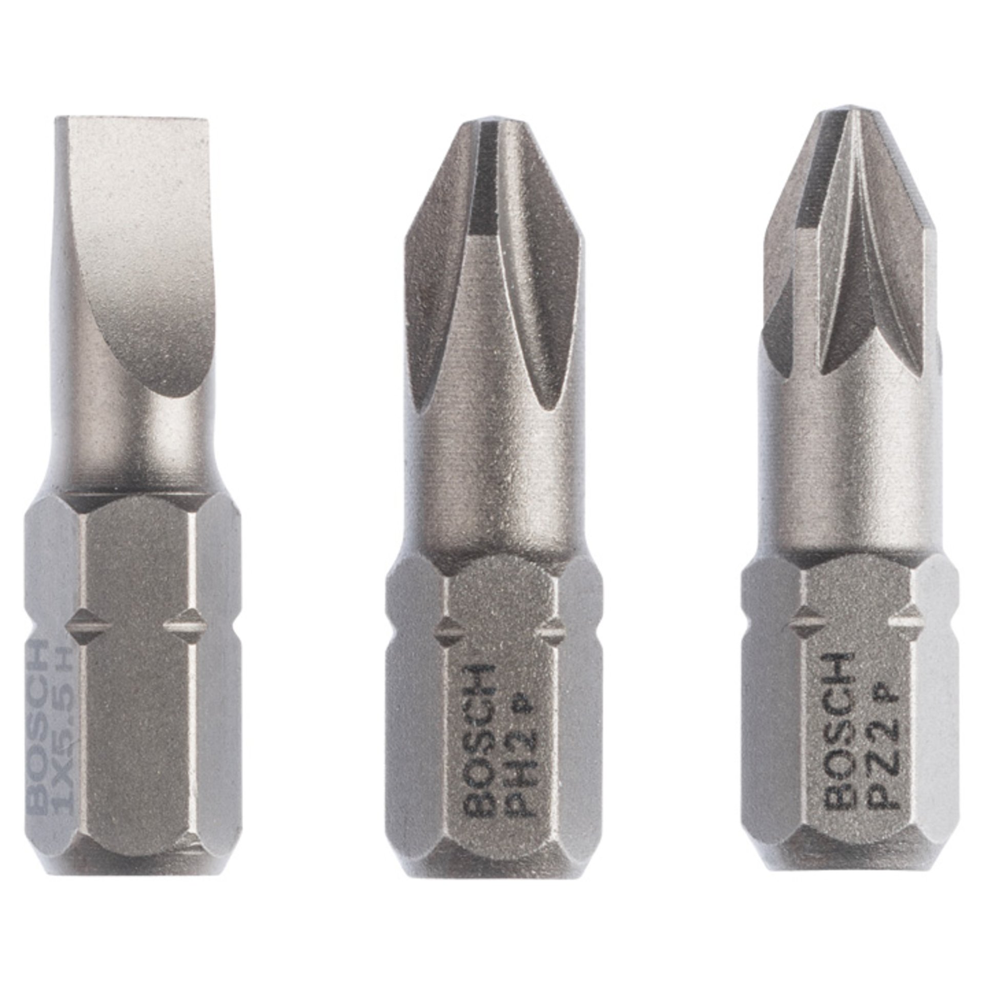 Schrauberbit-Set Extra-Hart (gemischt), 3-teilig, S 1,0x5,5, PH2, PZ2, 25 mm