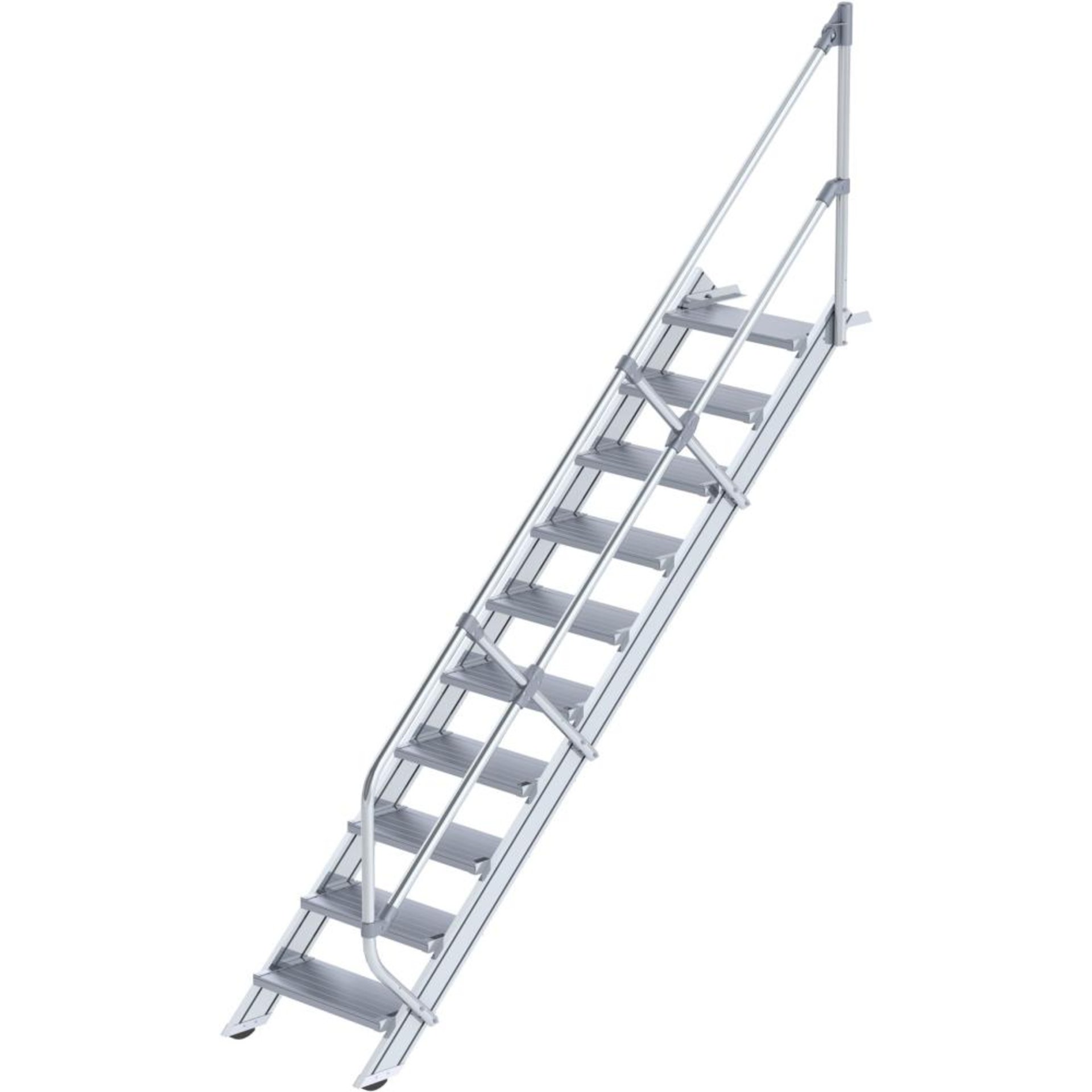 Alu-Treppe 45 Grad 10 Stufen B 600 mm lichte Höhe 2080 mm Ausladung 2341 mm