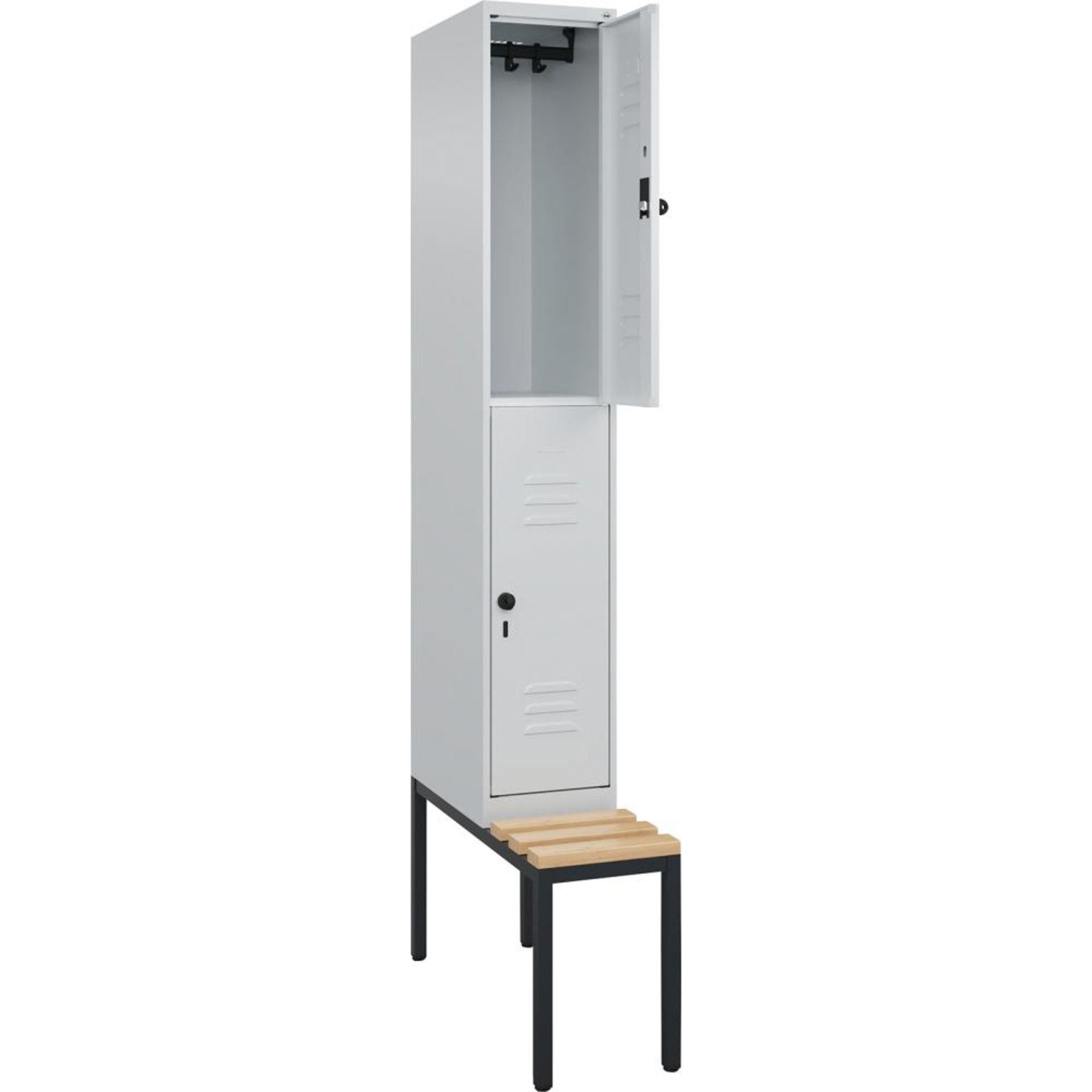 Doppelstöckiger Garderobenschrank Classic PLUS, mit Sitzbank