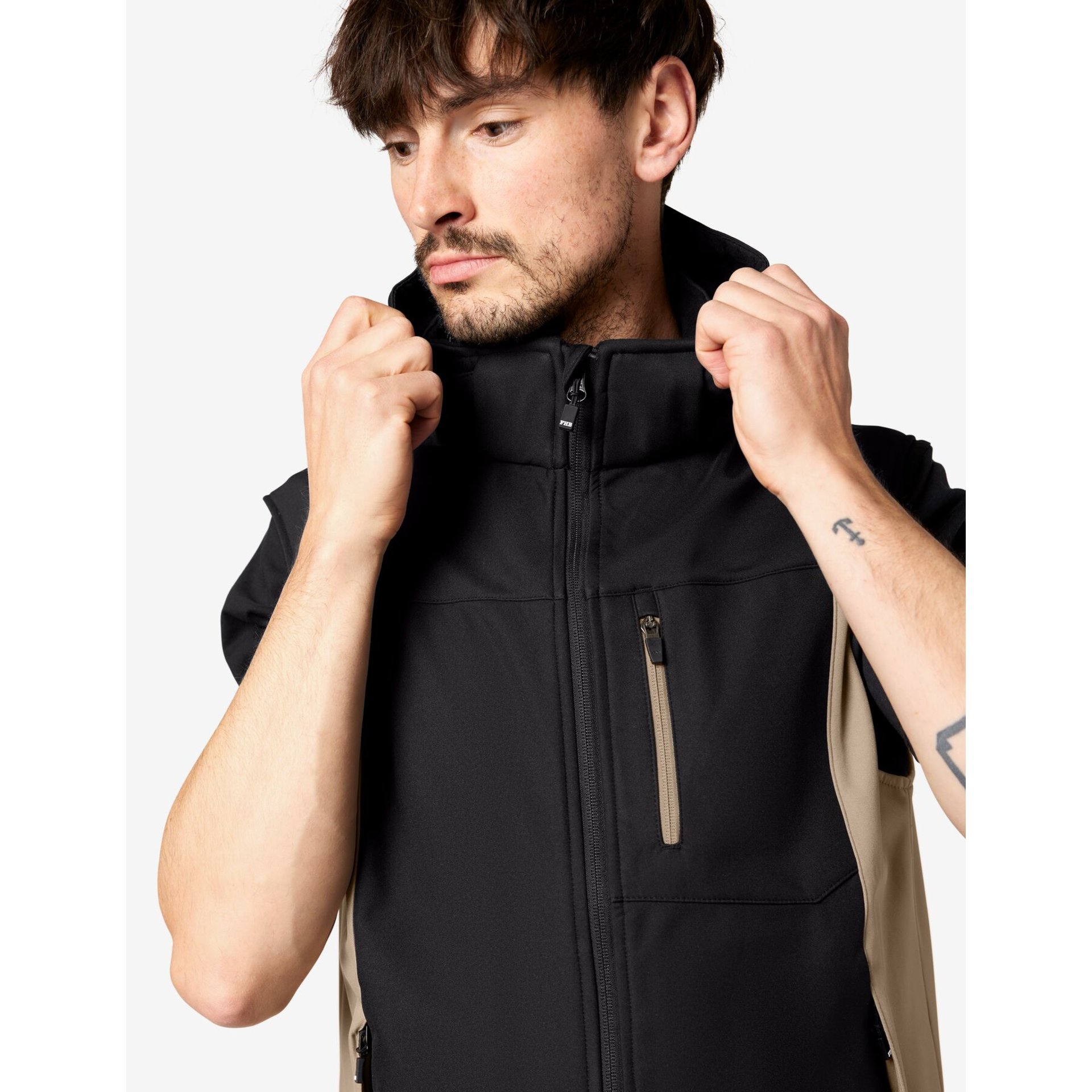 JUSTUS Softshell Weste beige-schwarz S