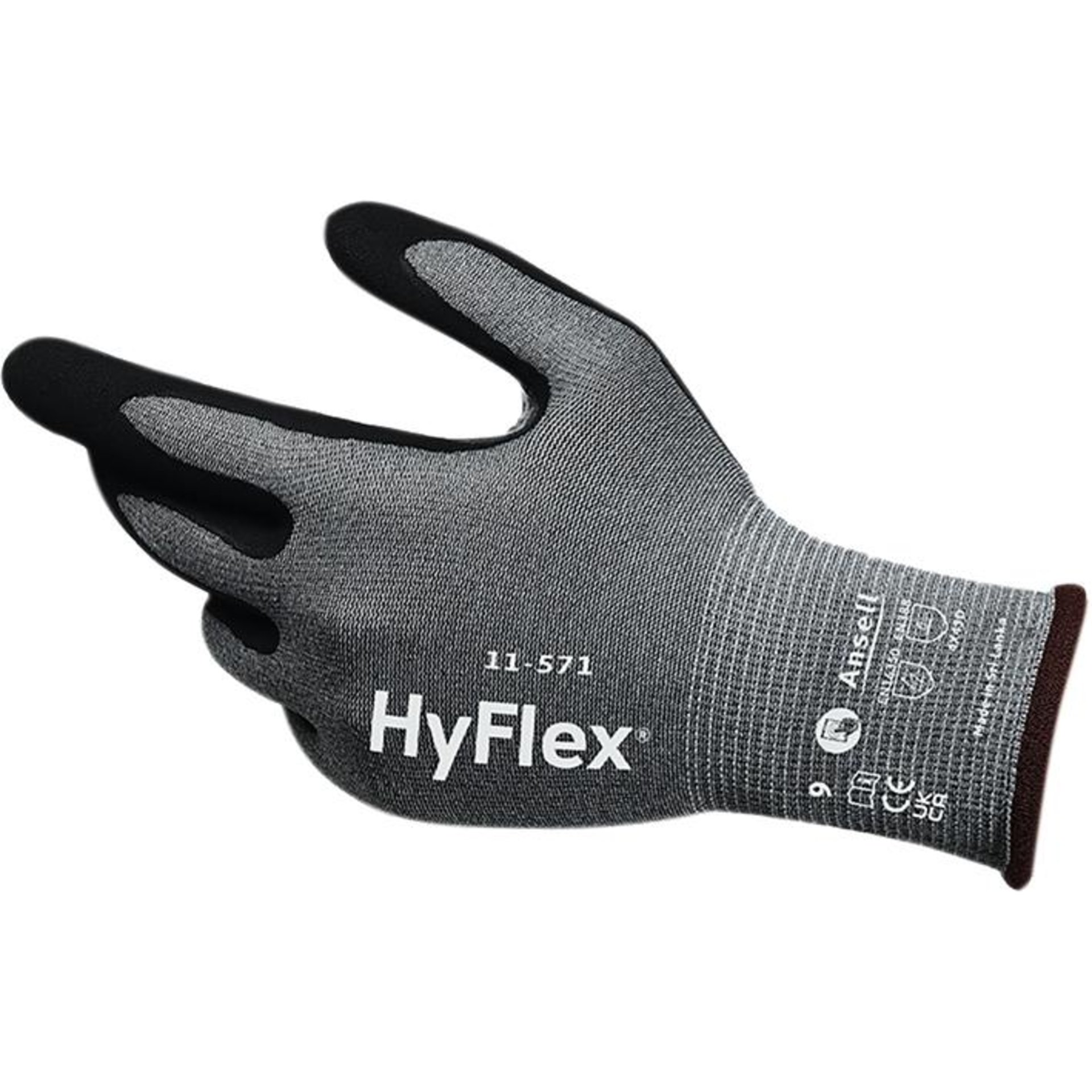 Industriehandschuh HyFlex11-571, schwarz/grau Gr. 8 Ansell