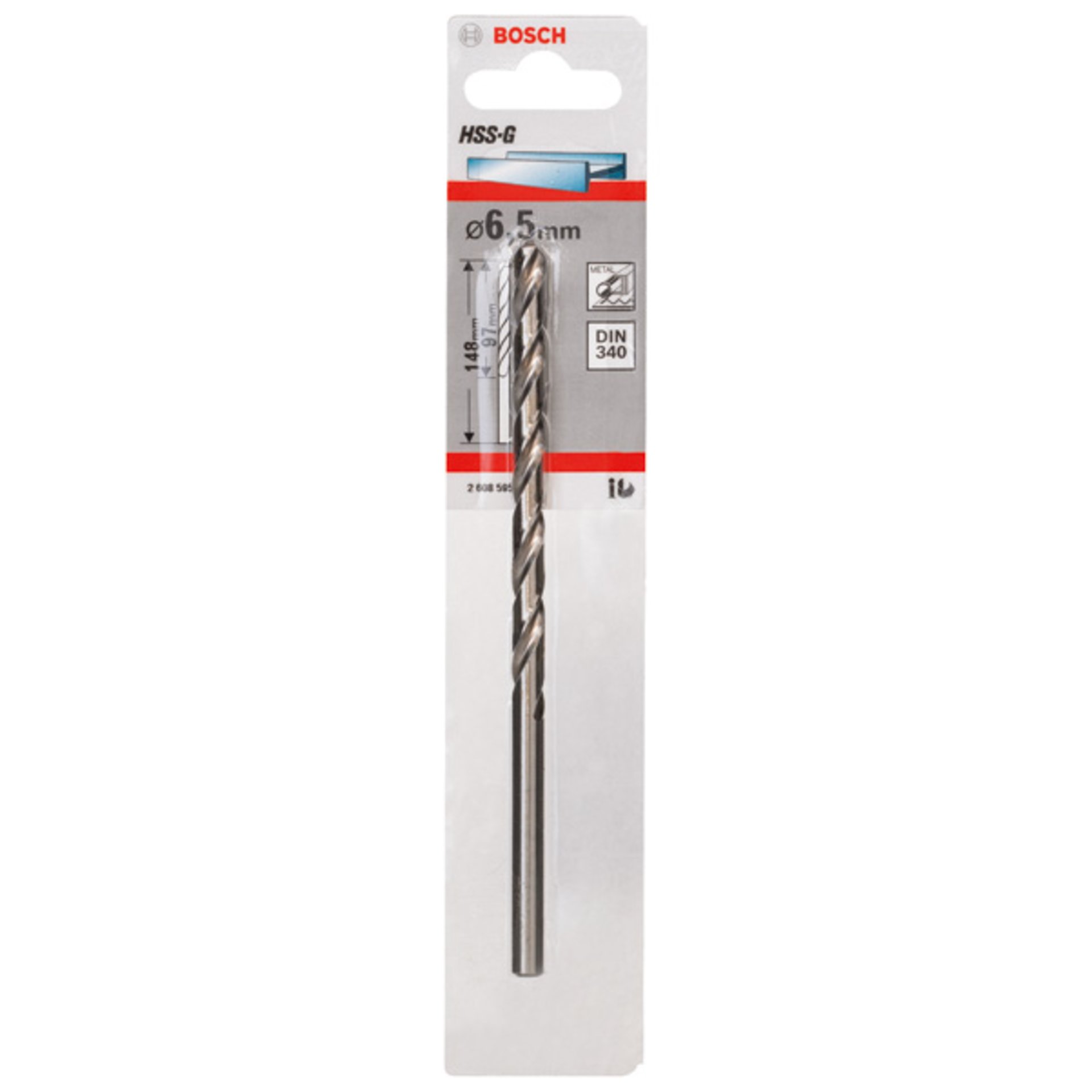 Metallbohrer HSS-G, DIN 340, 6,5 x 97 x 148 mm, 1er-Pack