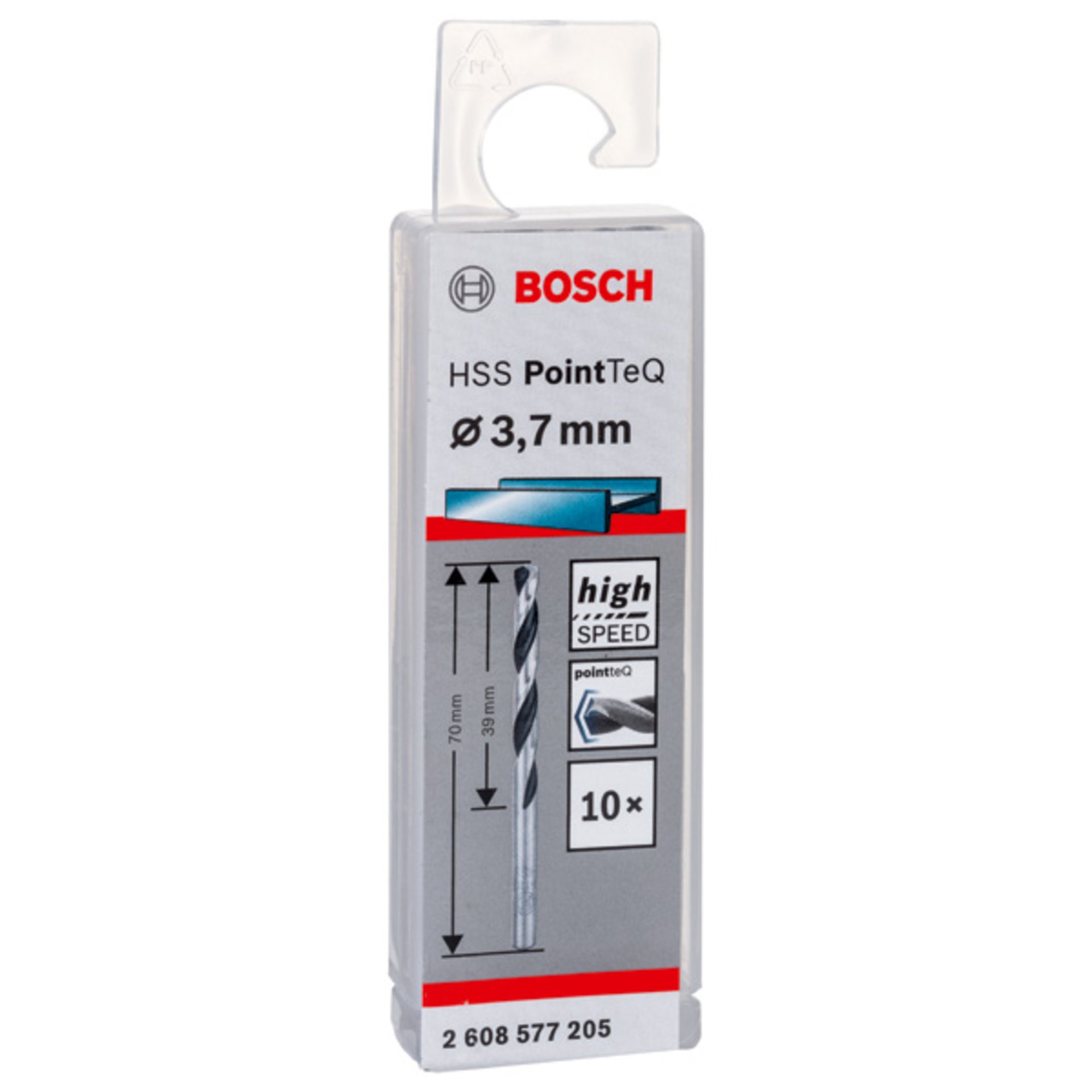 Metallspiralbohrer HSS PointTeQ, DIN 338, 3,7 mm, 10er-Pack