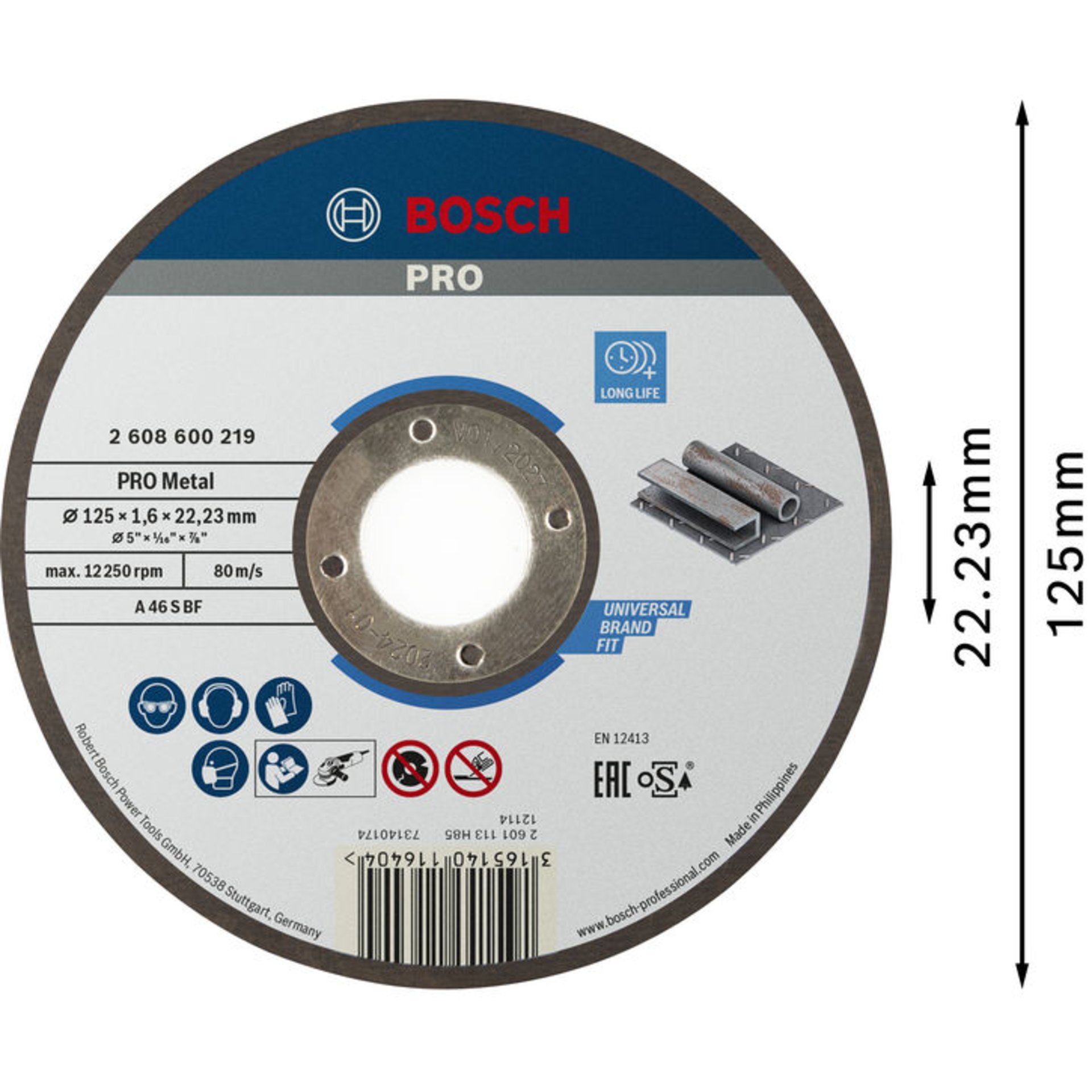 PRO Metal Trennscheibe, 125 x 1.6 x 22.23 mm, gerade, oSa