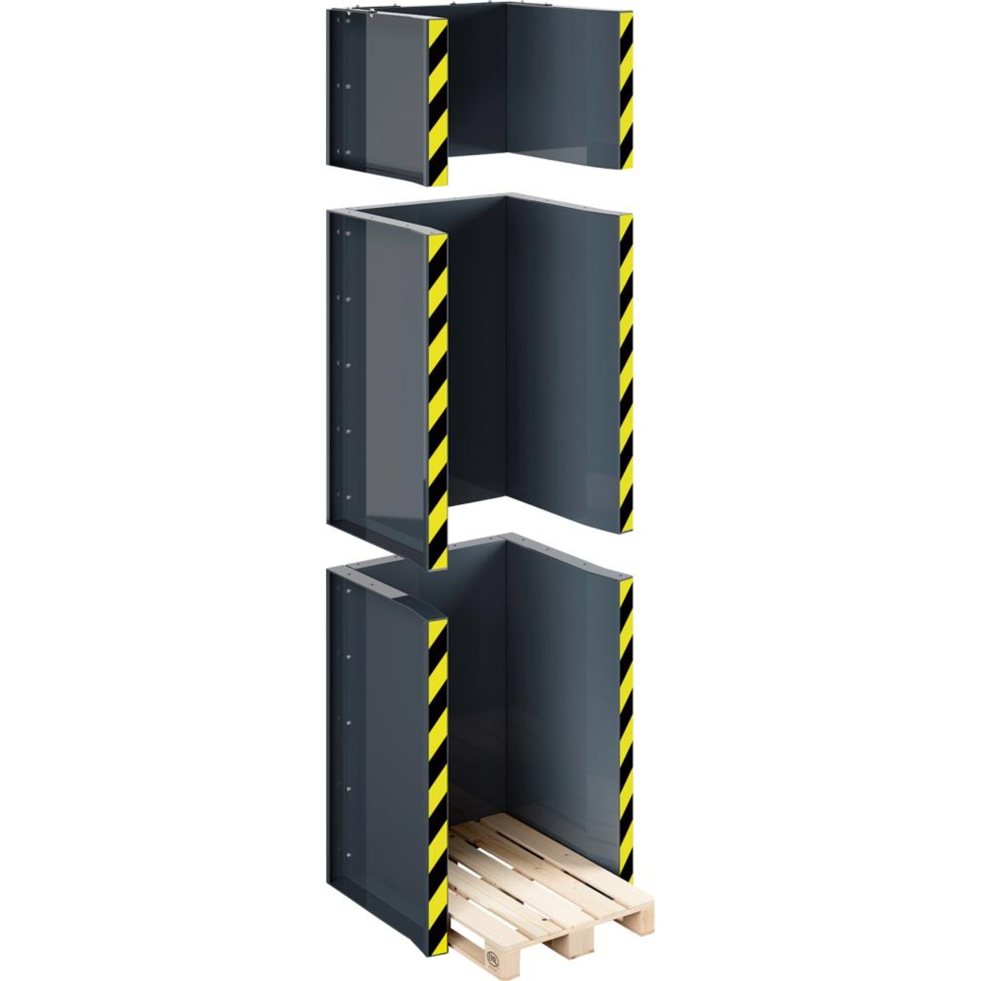 Paletten Stapel Station für 5 Paletten, RAL7016 aus 4mm Blech B1020xT945xH740 mm