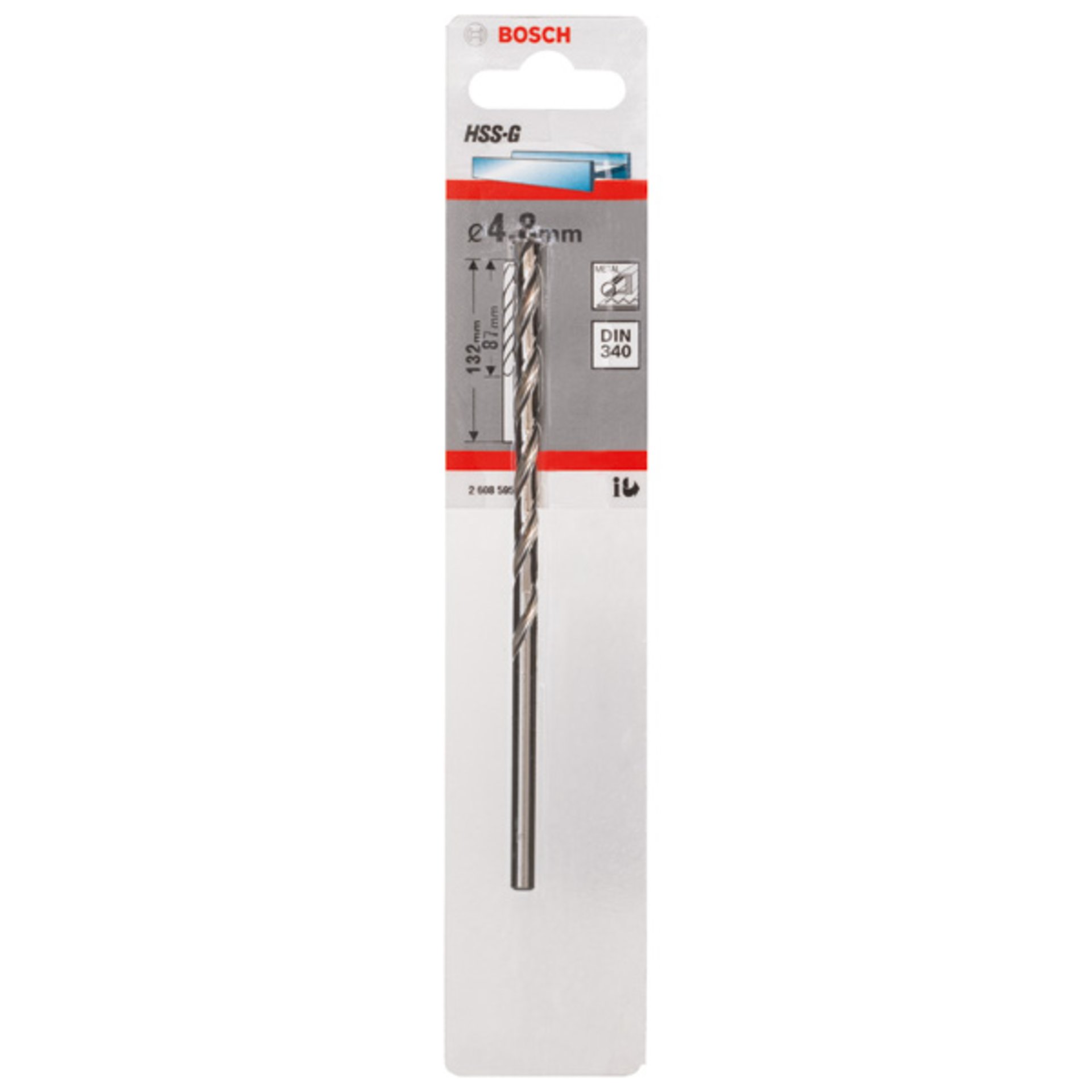 Metallbohrer HSS-G, DIN 340, 4,8 x 87 x 132 mm, 1er-Pack
