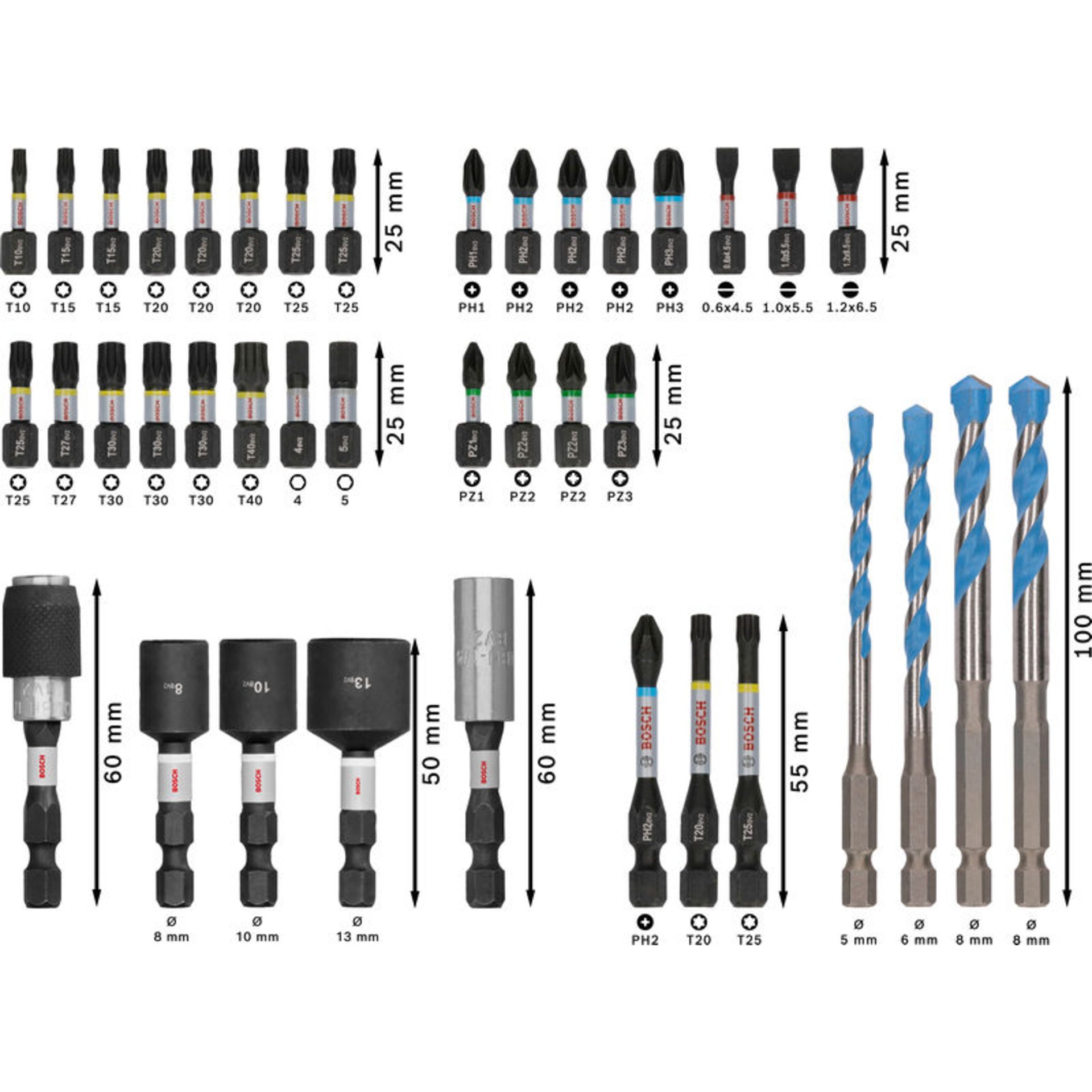 PRO Impact Schrauberbits und Multi Construction Bohrer Set, 40-tlg.