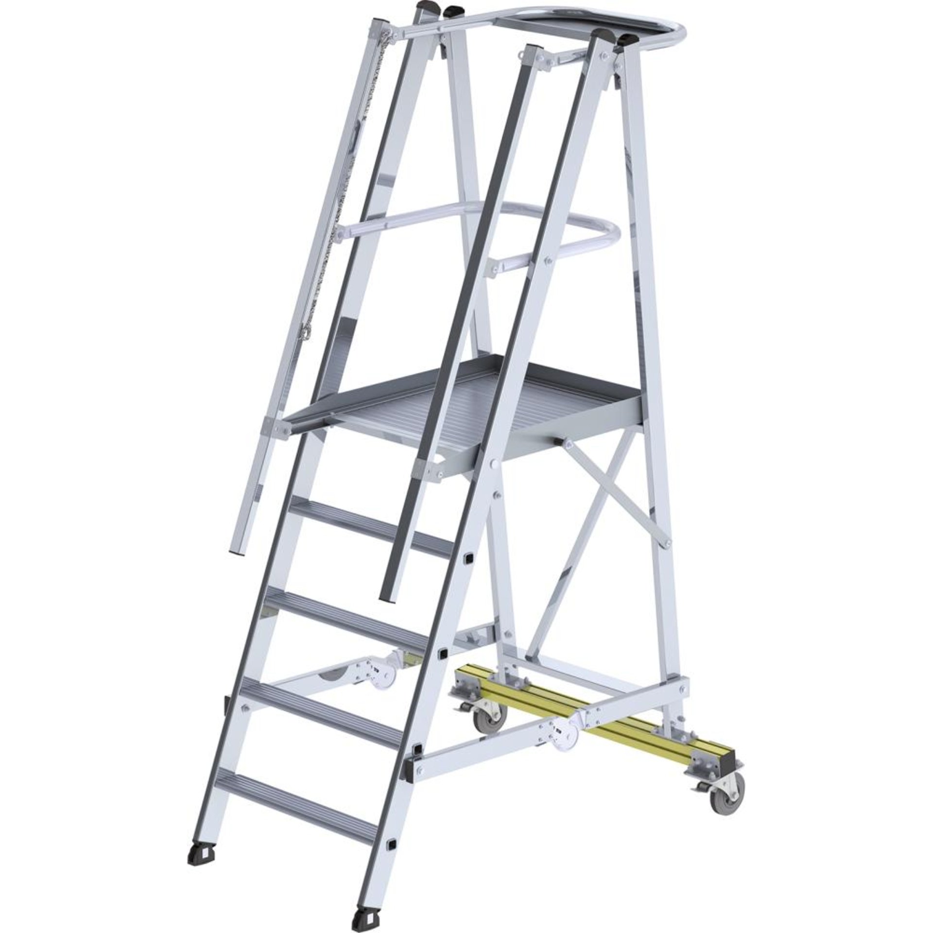 Aluminium-Podestleiter, fahrbar und klappbar