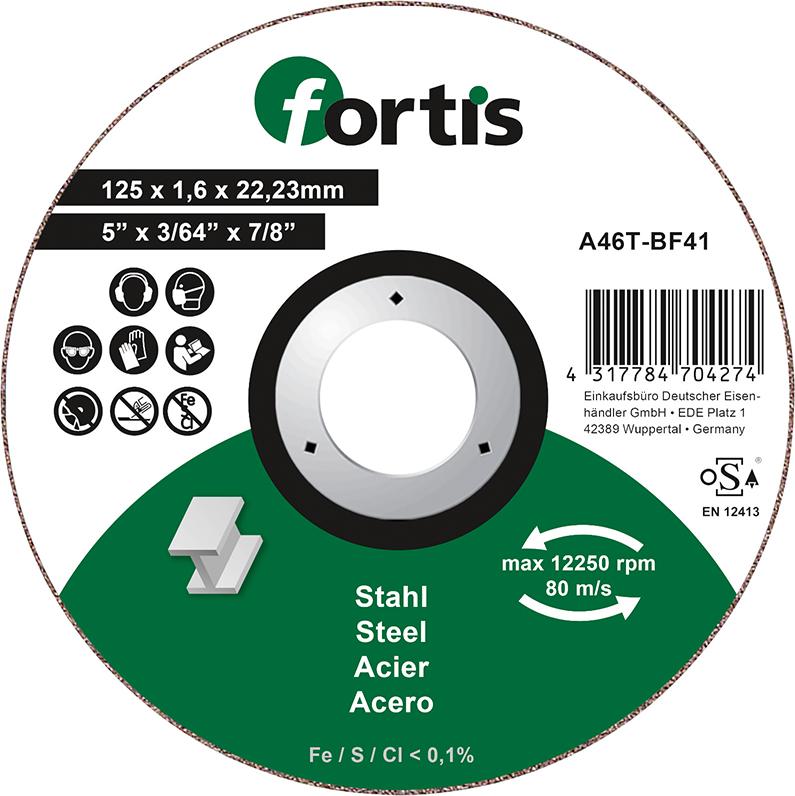 Fortis Trennscheibe  Stahl125 x 1,6mm gerade Fortis Trennscheibe  Stahl125 x 1,6mm gerade