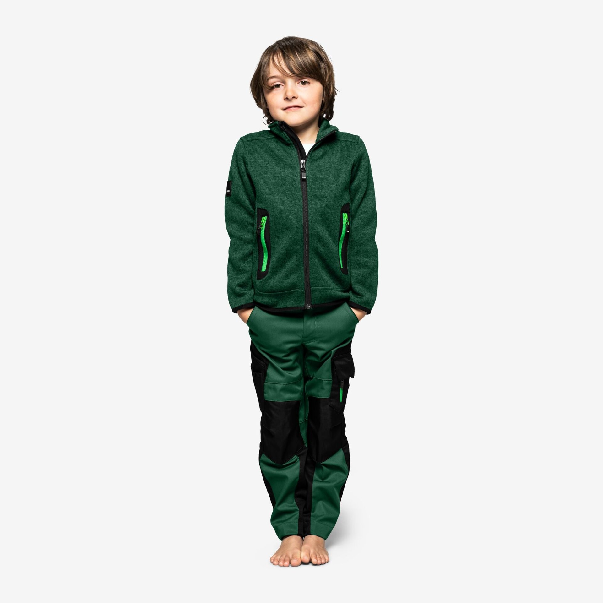 MATS Strick-Fleece-Jacke Kinder grün 158/164
