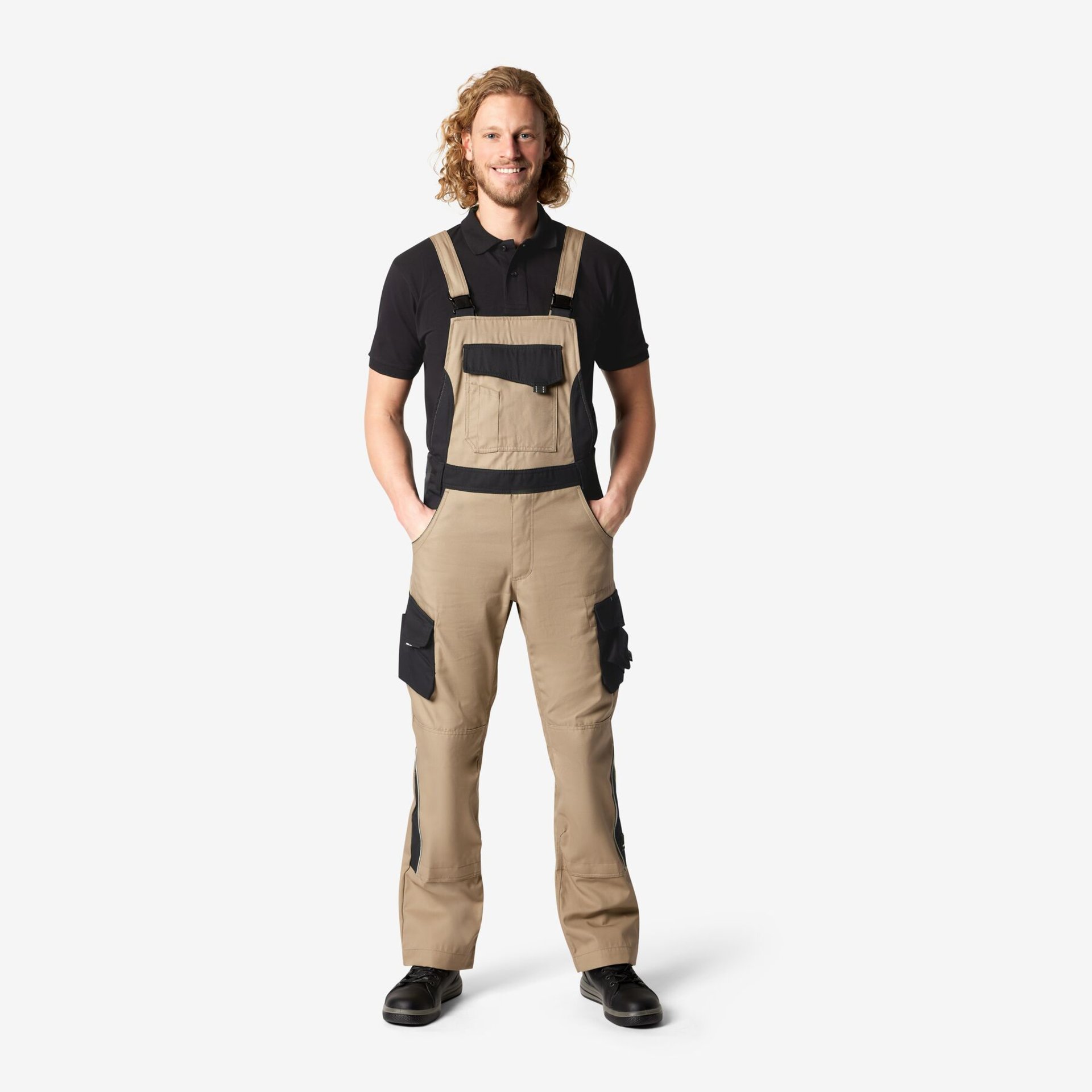 ECKHARD Latzhose beige-schwarz 88
