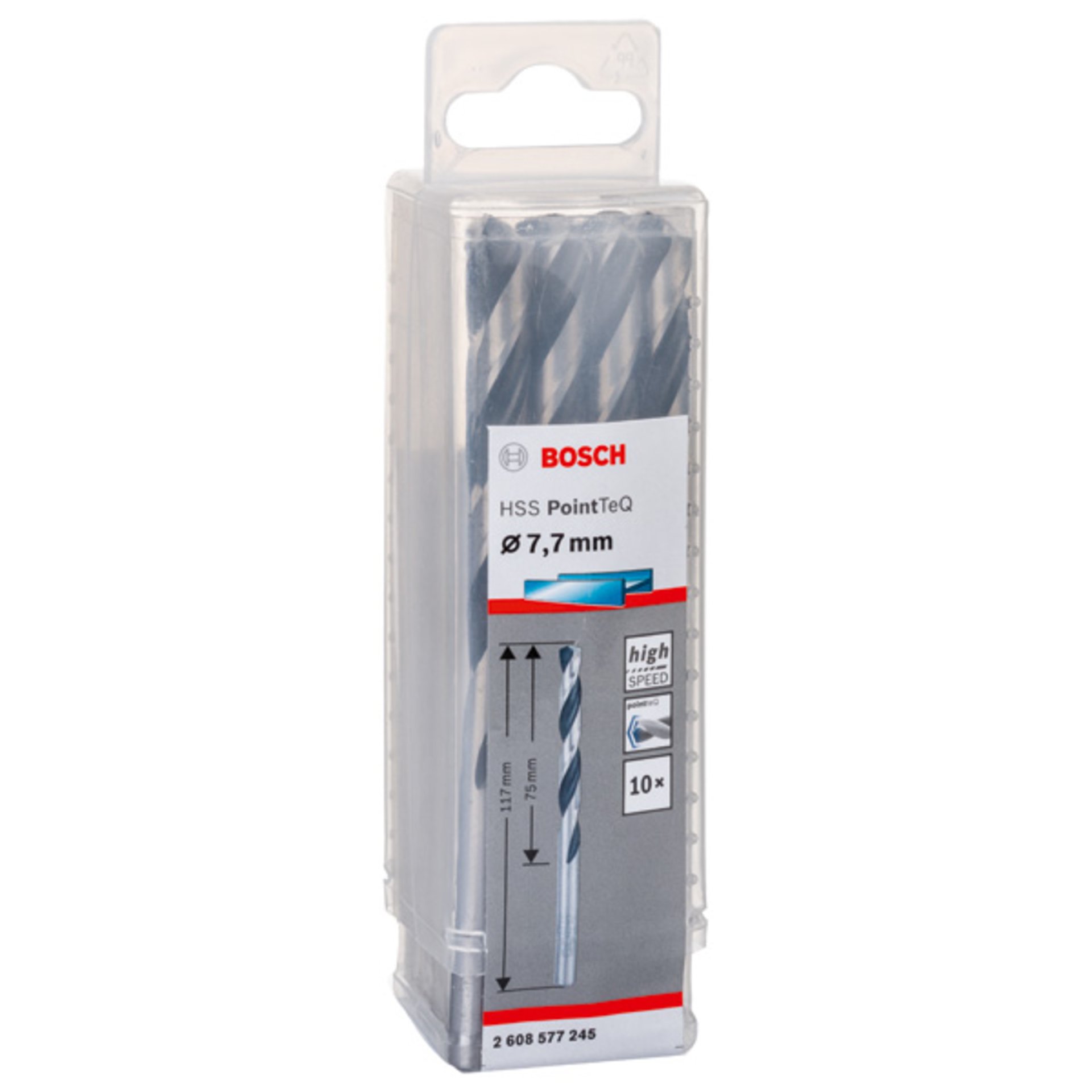 Metallspiralbohrer HSS PointTeQ, DIN 338, 7,7 mm, 10er-Pack