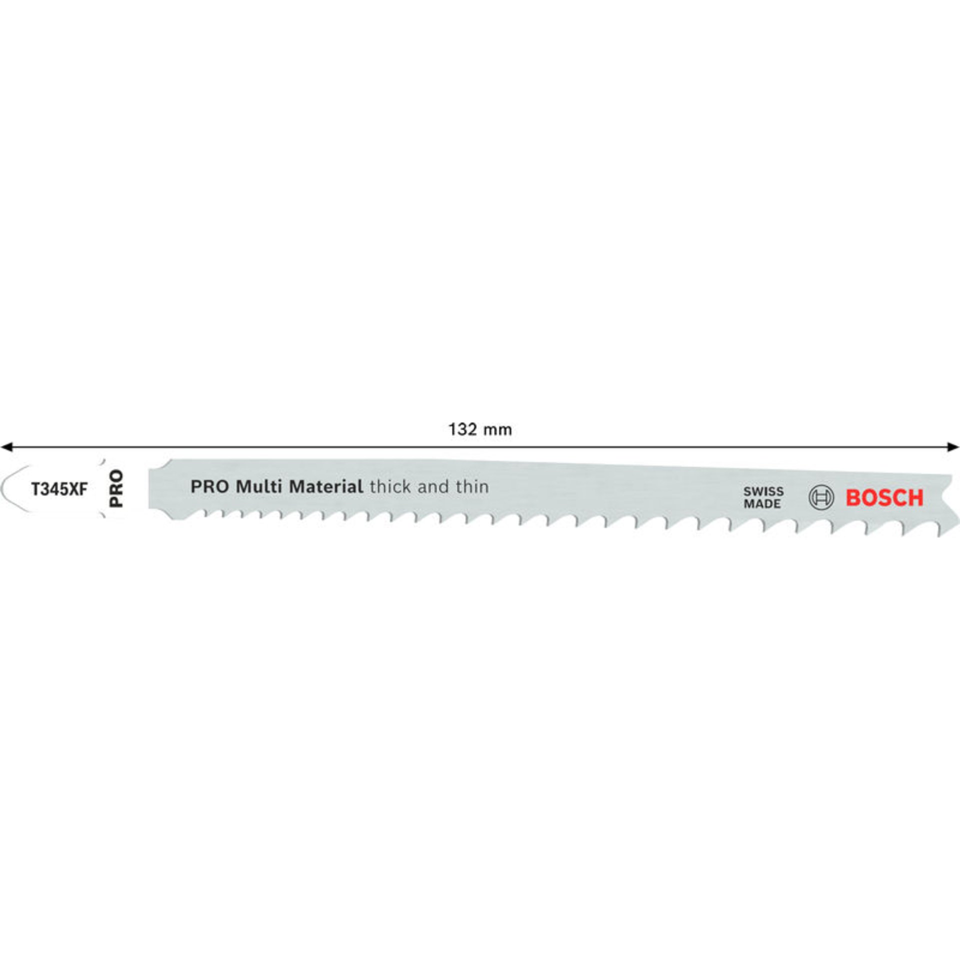 PRO Multi Material thick and thin T345XF Stichsägeblatt, 132 mm, 5-tlg.