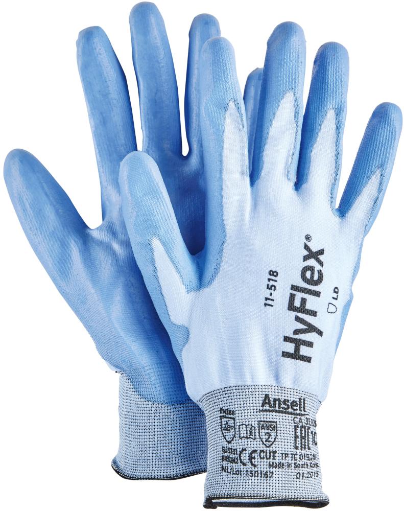 Ansell   Chemikalien Schutzhandschuh HyFlex 11-518 Kat. II blau Größe 10