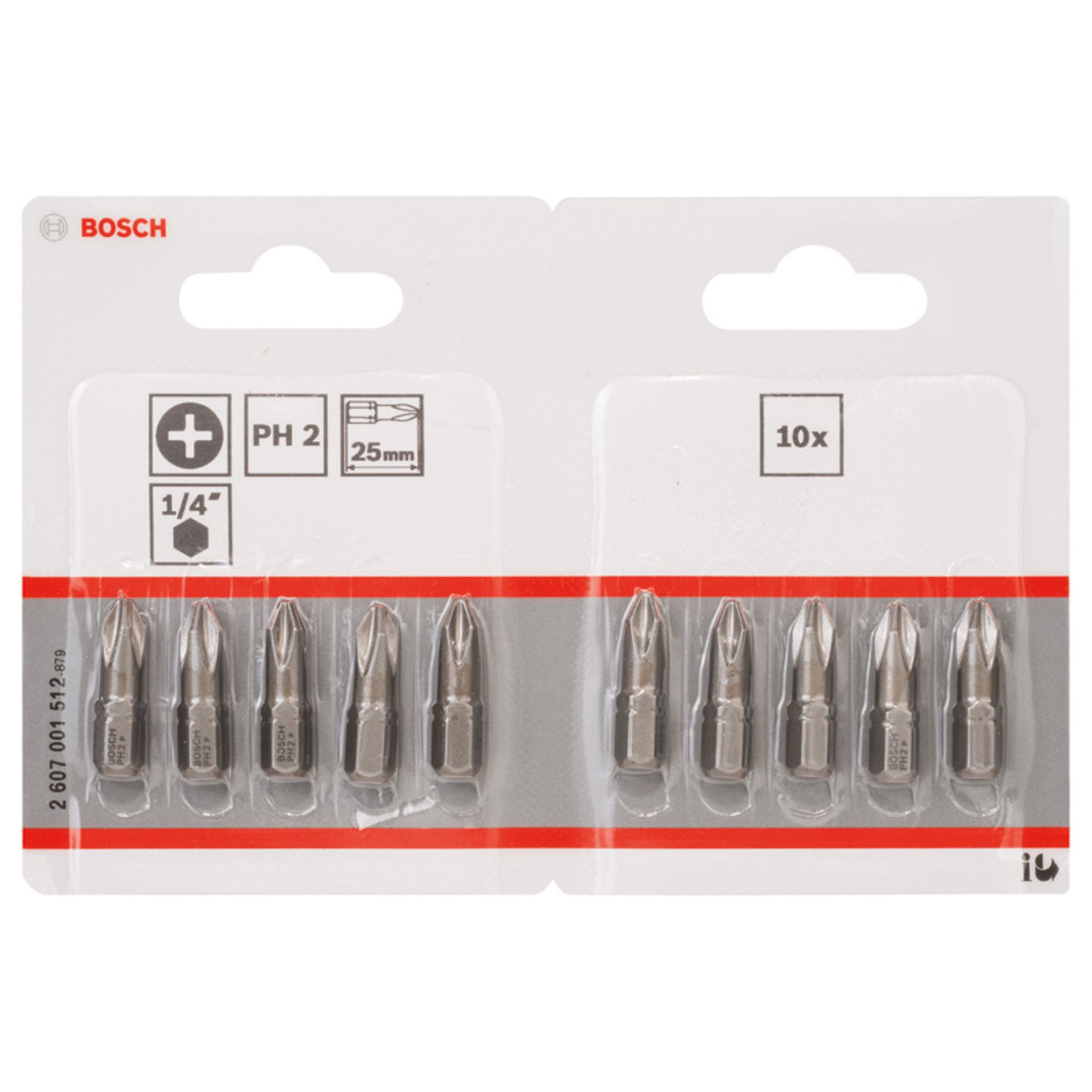 Schrauberbit Extra-Hart PH 2, 25 mm, 10er-Pack, im Blister