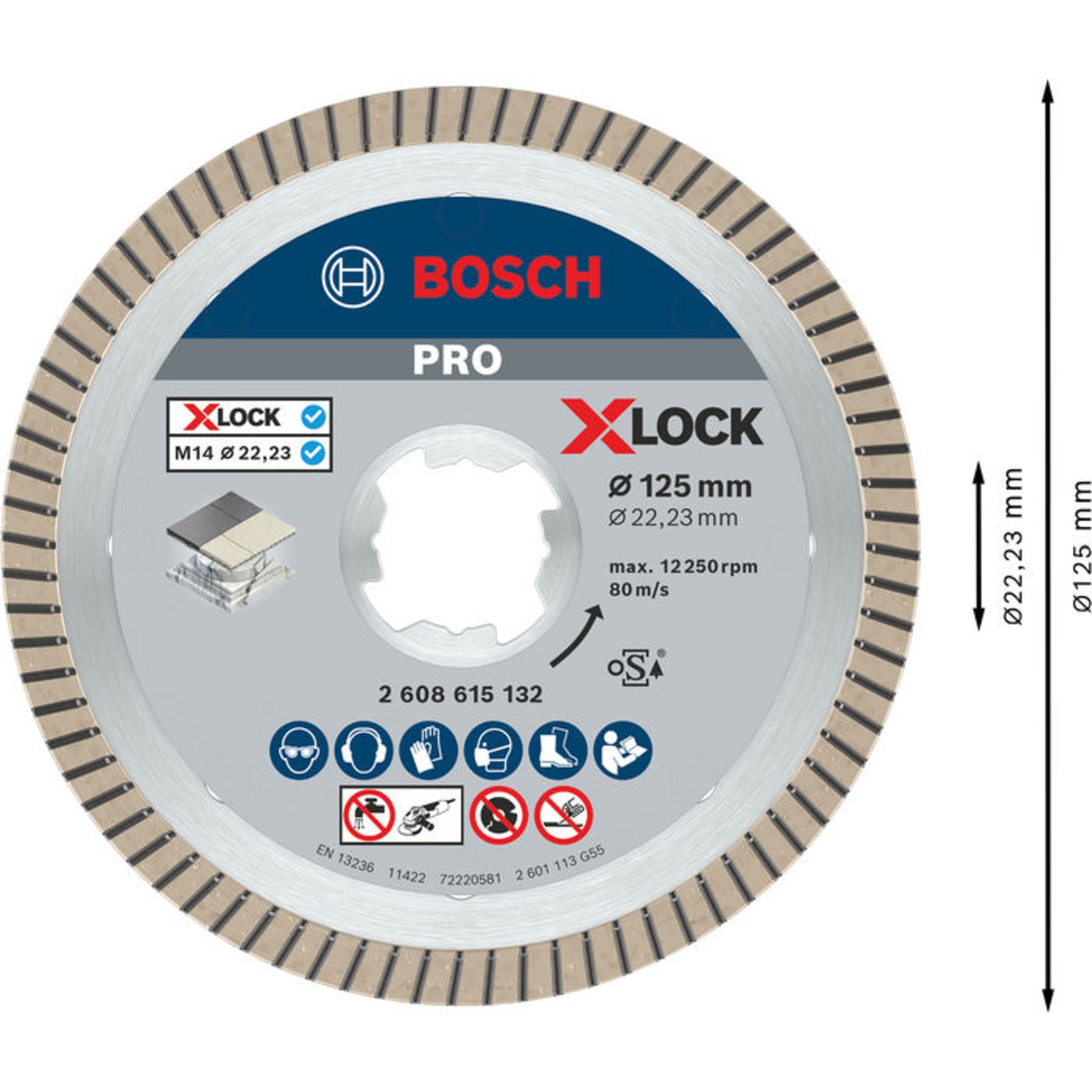 PRO Ceramic X-Lock Diamanttrennscheibe, 125 x 22,23 mm, 22,23 mm
