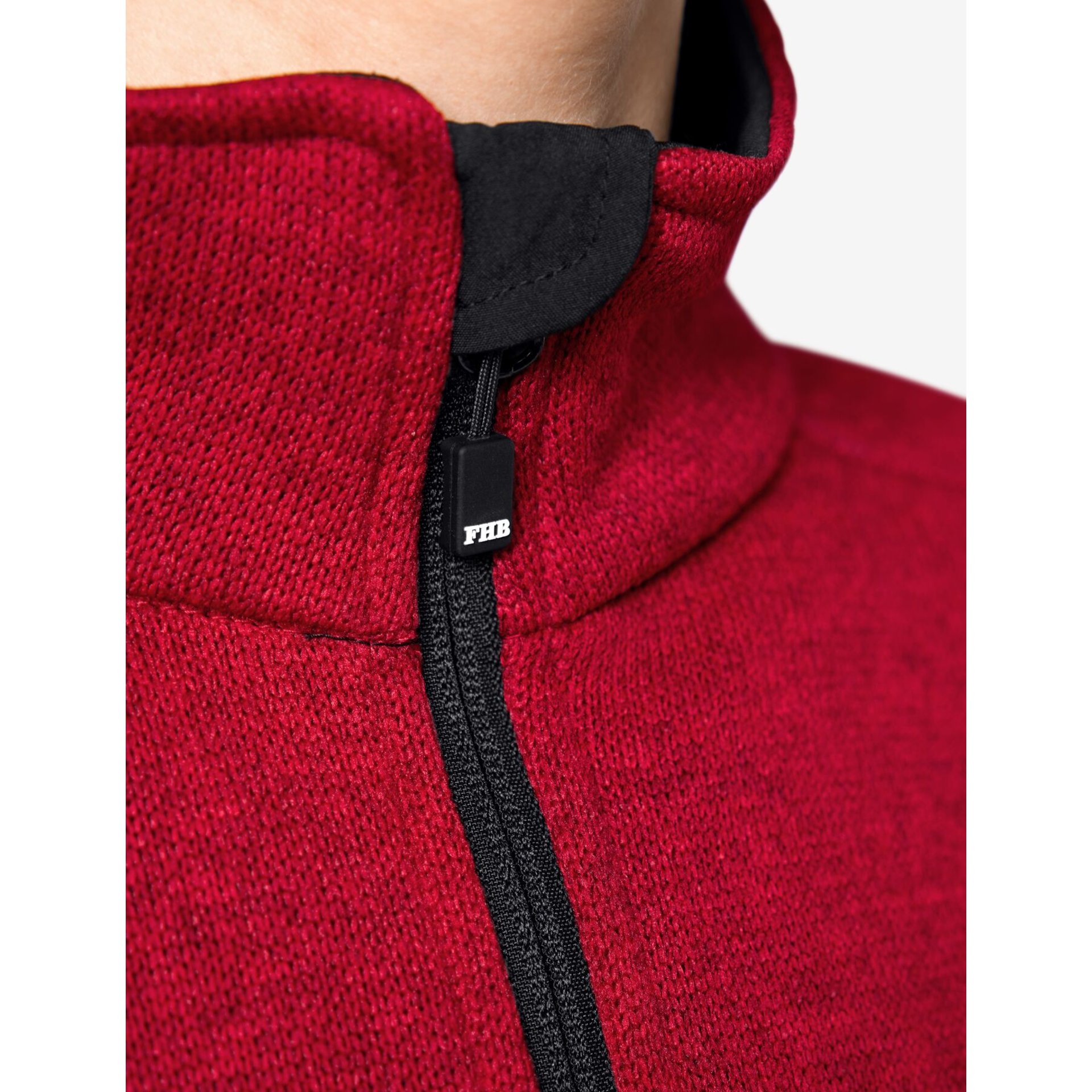 MARIEKE Strick-Fleece-Jacke Damen rot-schwarz 3XL
