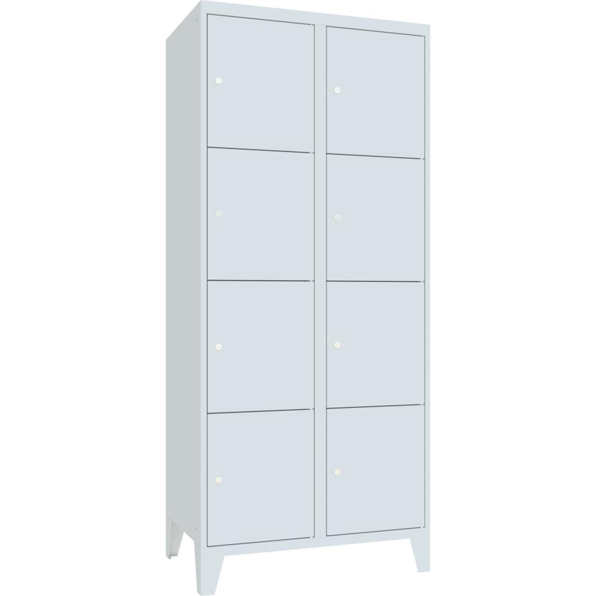 Schließfachsch. 4 Fächer 2 Reihen, 400mm auf Füßen RAL 7035 B800xT500xH1850mm