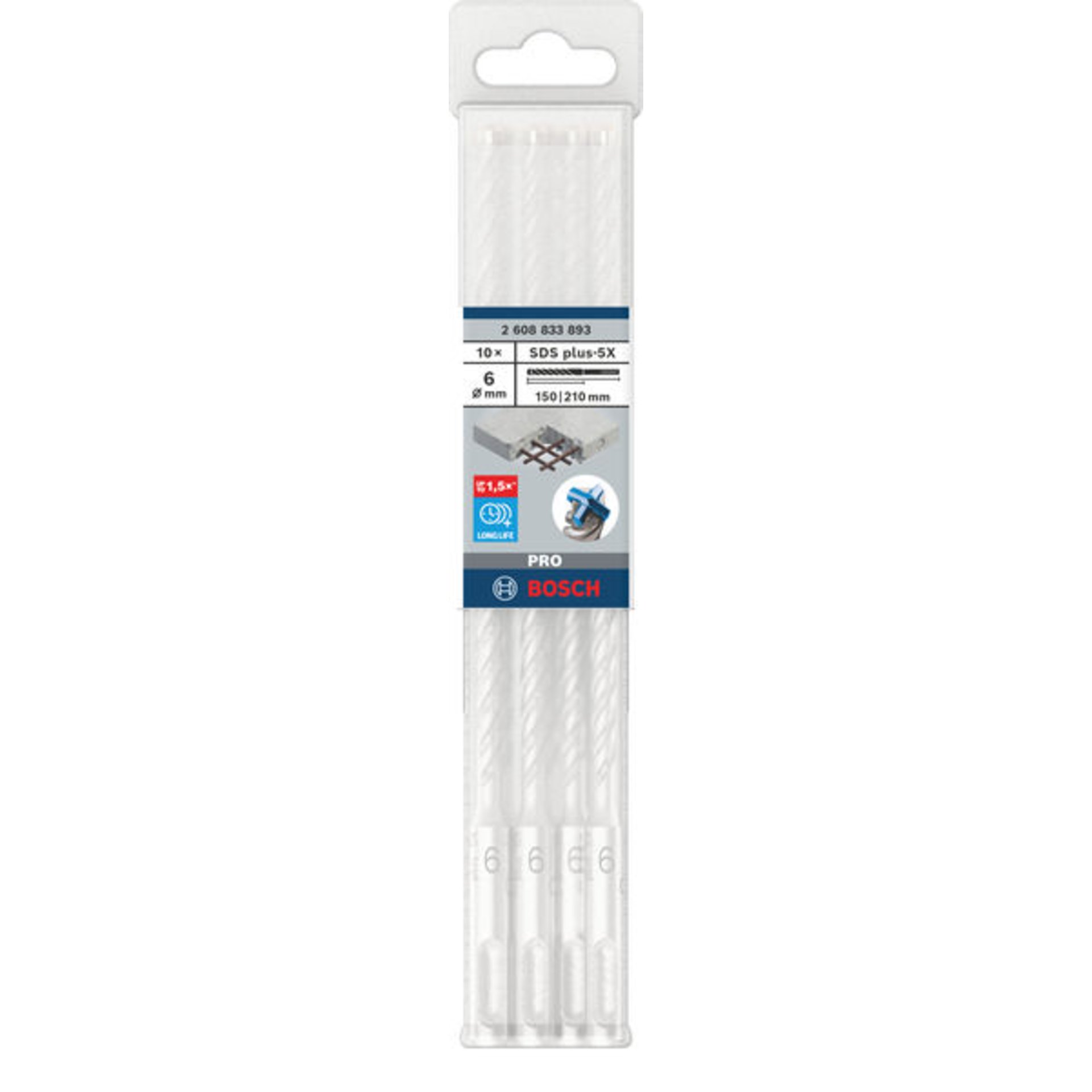 PRO SDS plus-5X Hammerbohrer, 6 x 150 x 210 mm, 10-tlg.