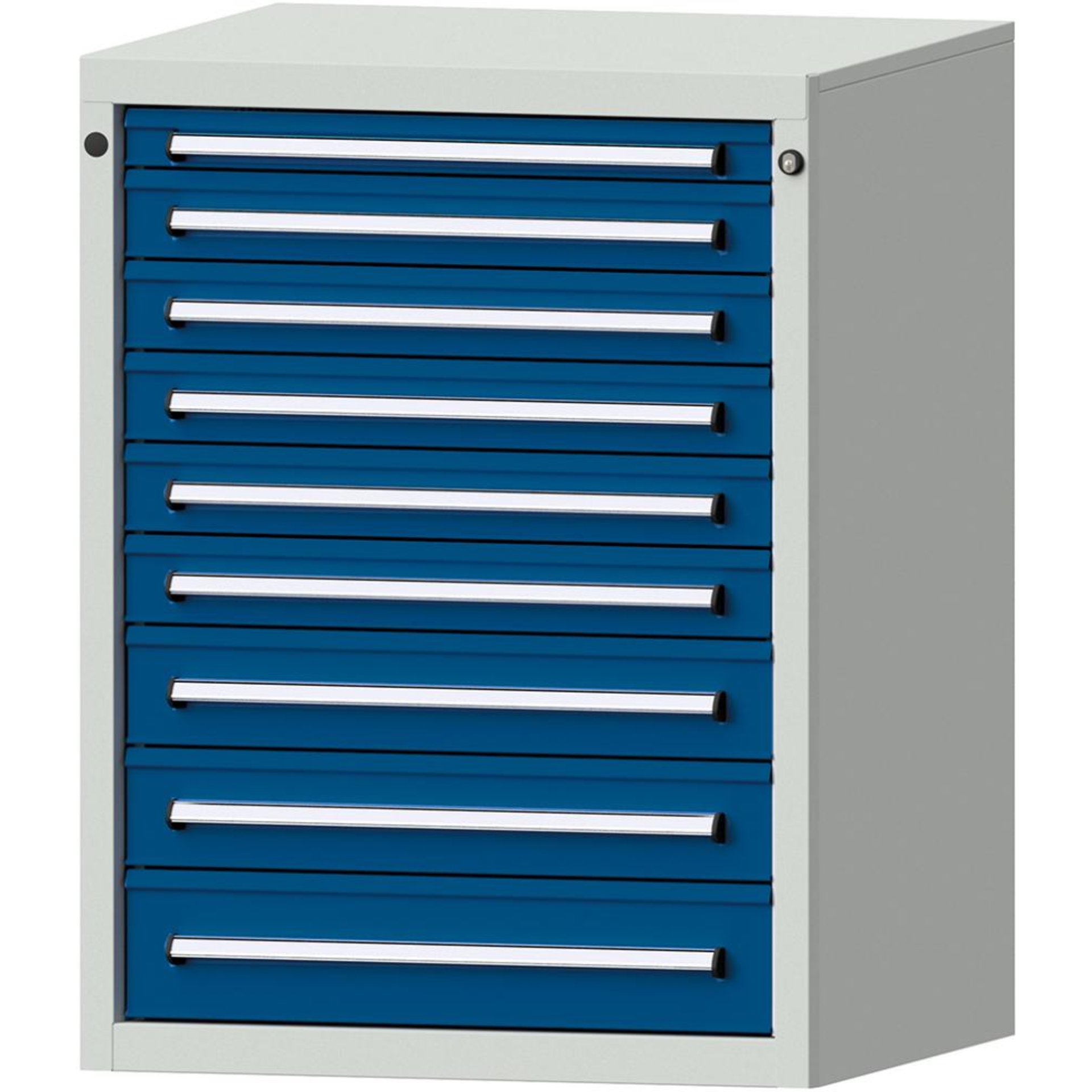Format Schubladenschrank B760xT700xH1000mm RAL7035/5010 9 Schubladen 75kg