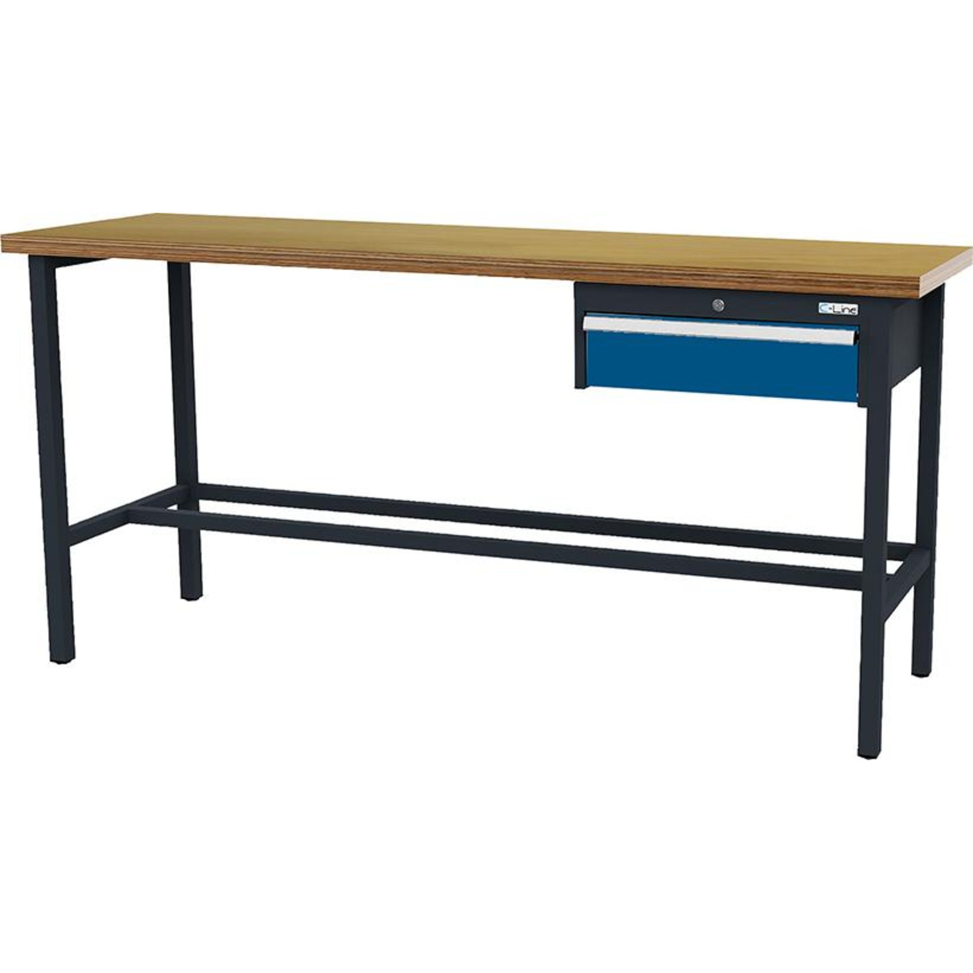 Arbeitstisch mit 1 Schublade B2000xT600xH960 mm RAL 7016/5010 Buche MP