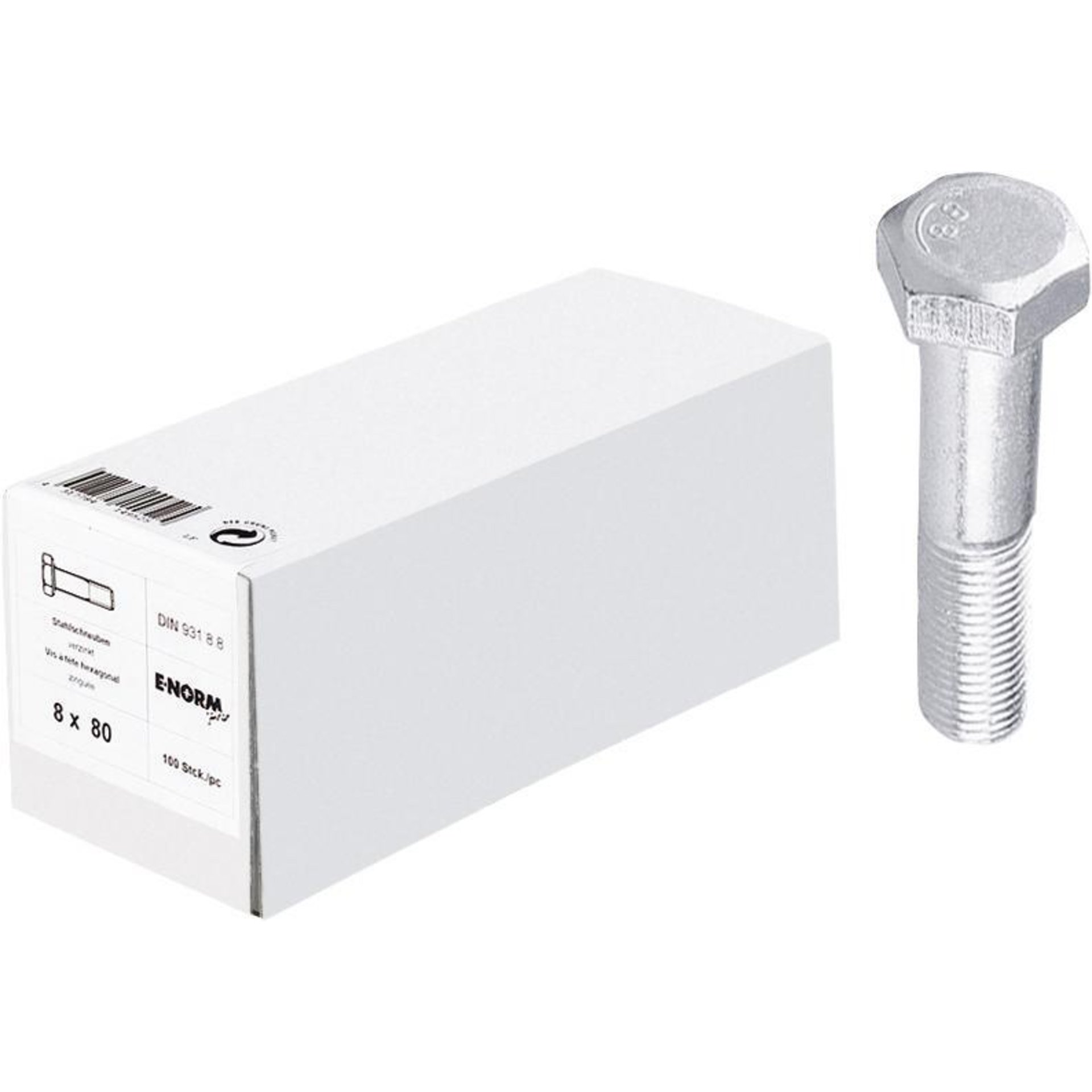 DIN 931 8.8 galZn M6x60 HP E-NORMpro