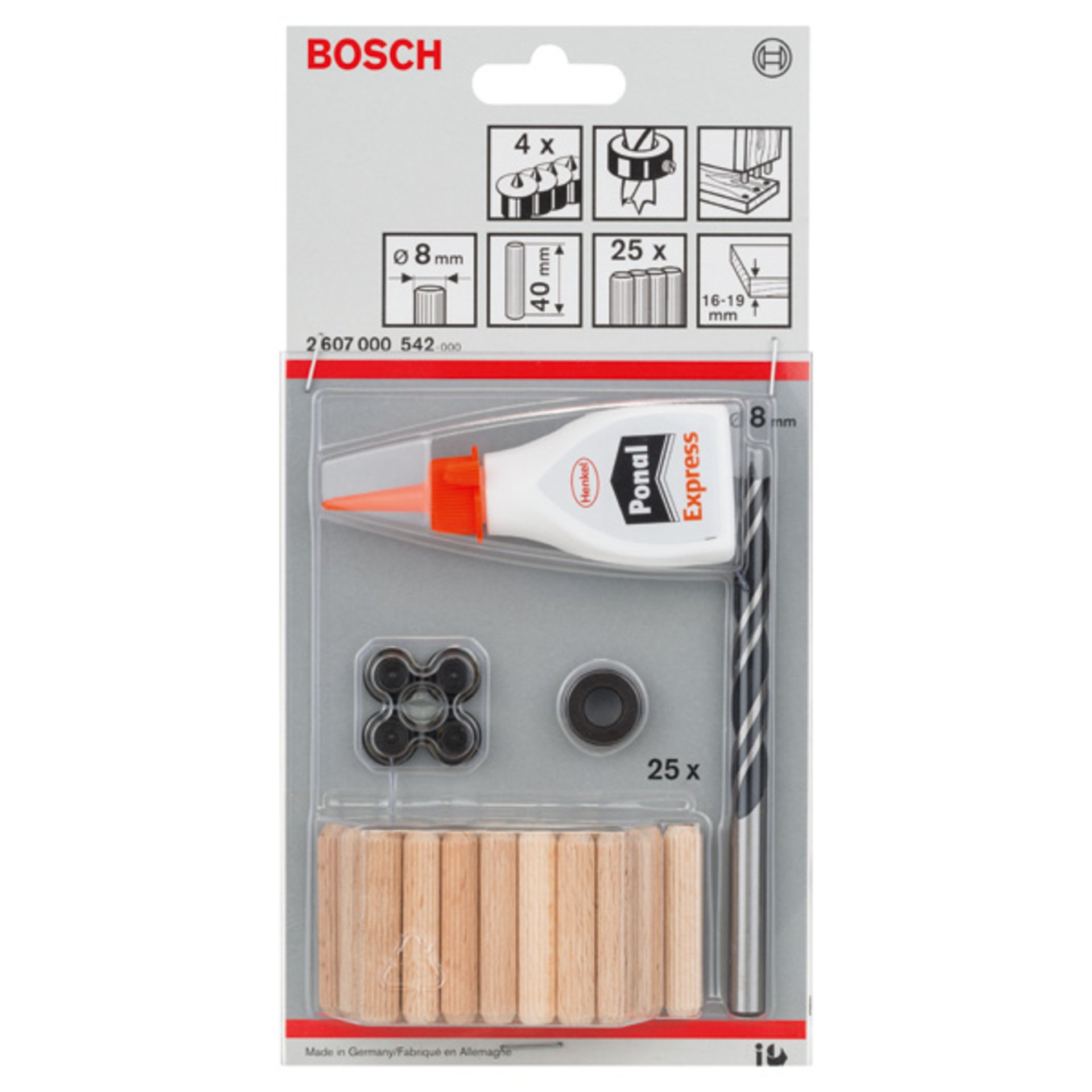 32-tlg. Holzdübel-Set, 8 mm