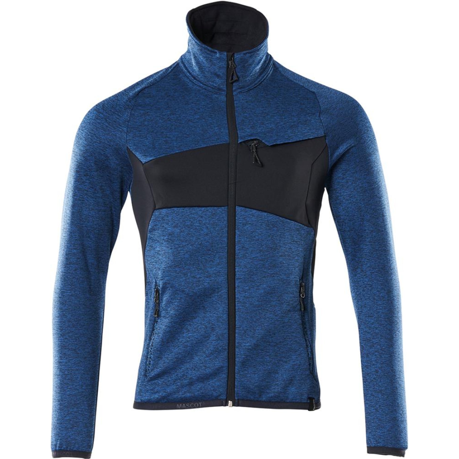 Fleecejacke mit Reißverschluß 18103, azurblau/schwarzblau, Gr.2XL
