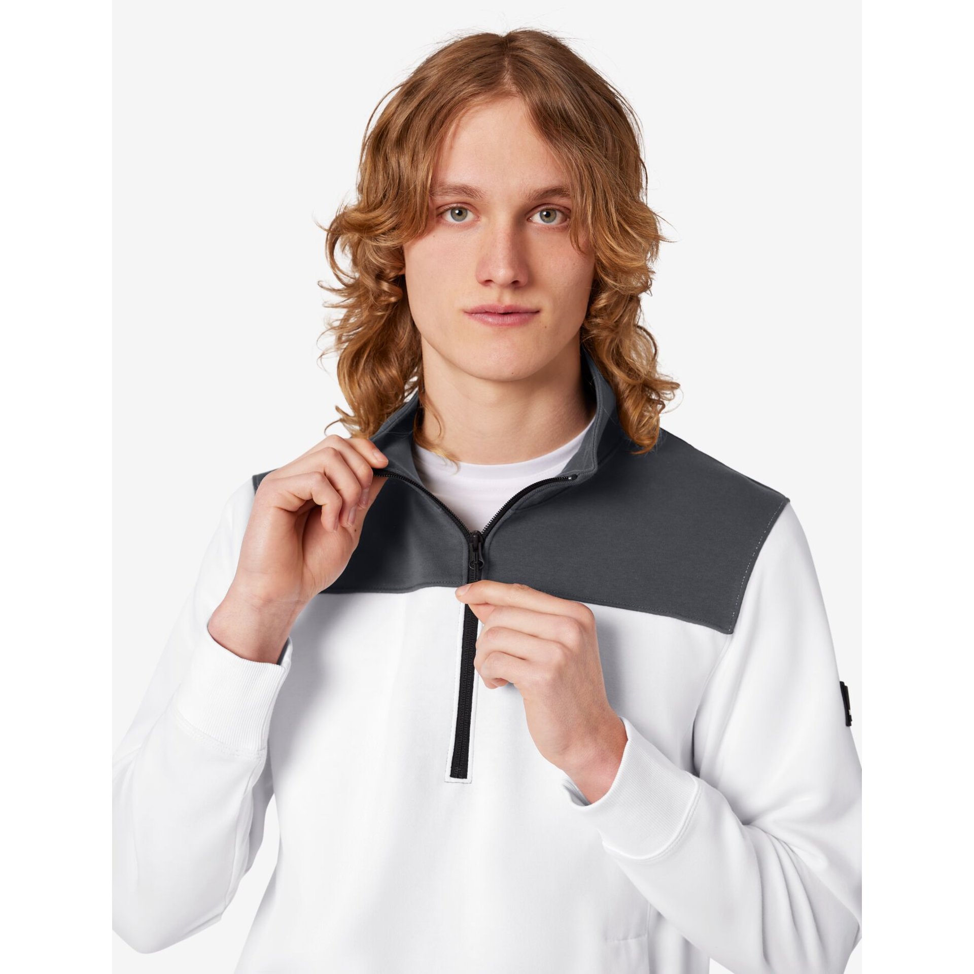 ROB Zip-Sweatshirt unisex weiß-anthrazit S