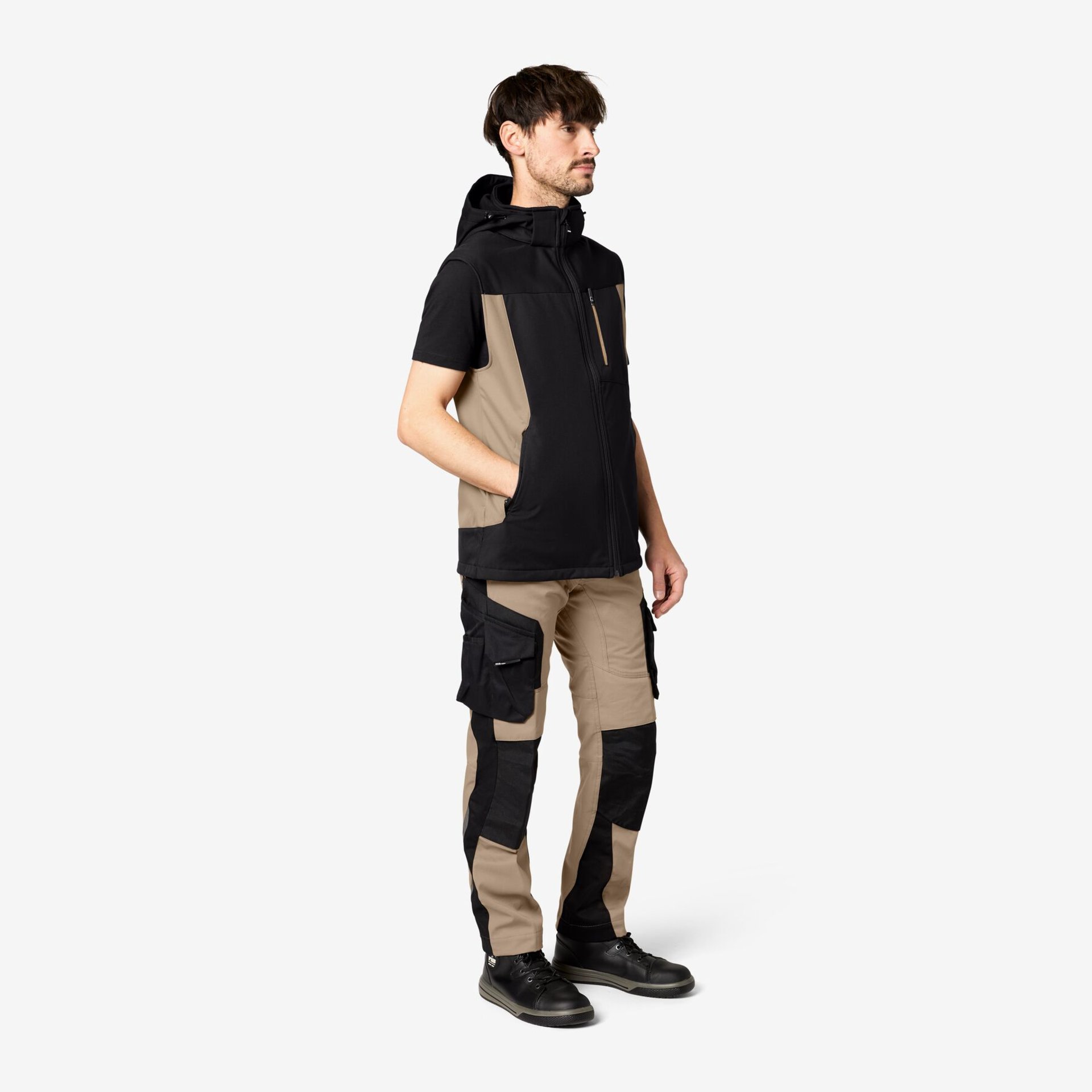 JUSTUS Softshell Weste beige-schwarz S