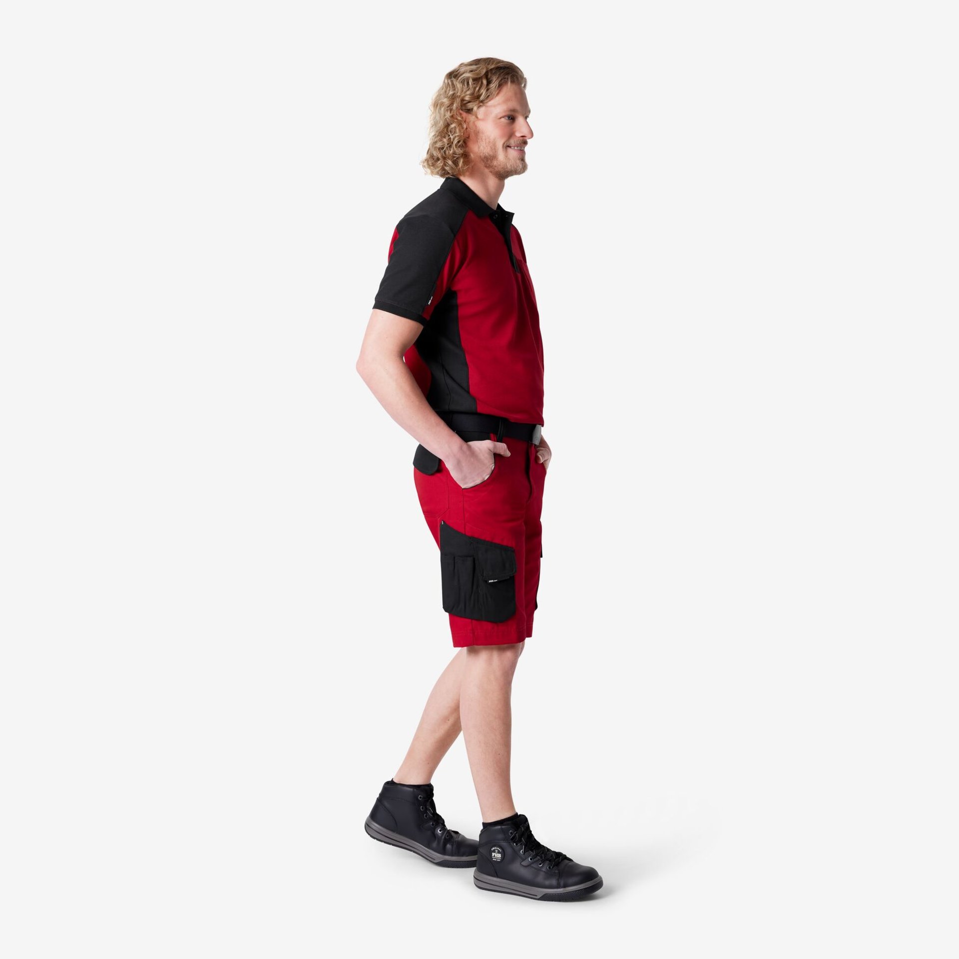 THEO Bermuda kurze Arbeitshose rot-schwarz Gr. 58