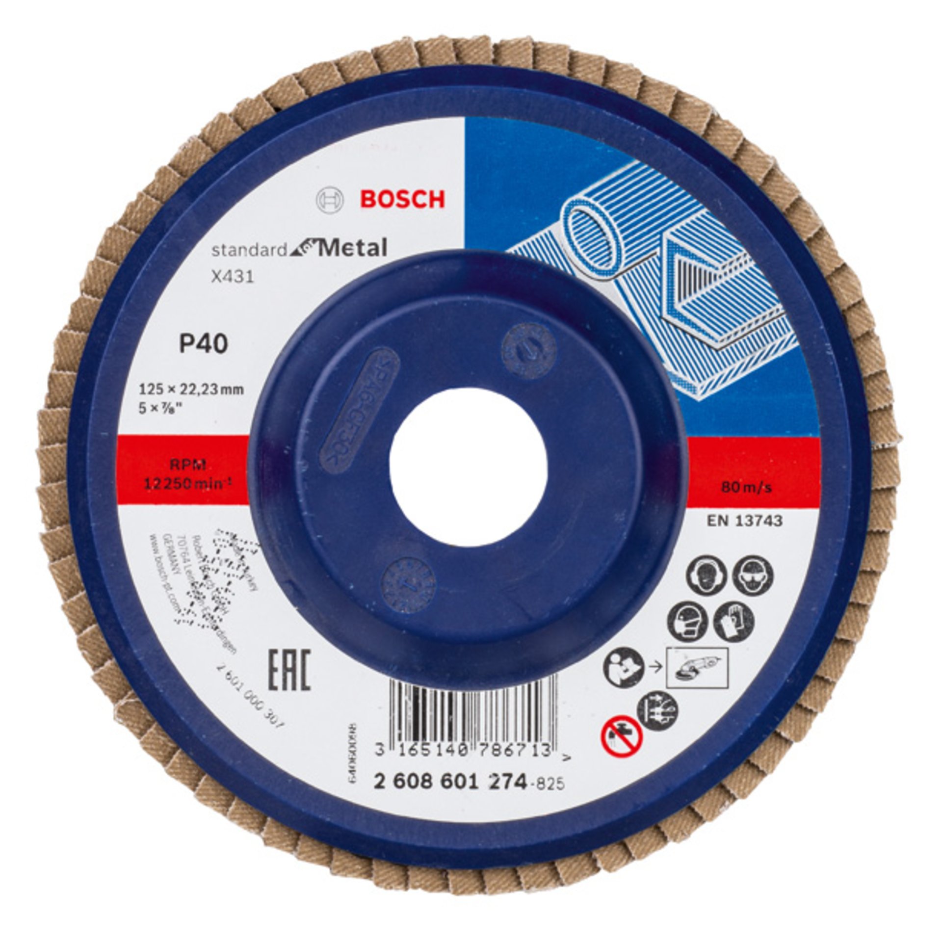 Fächerschleifscheibe X431 Standard for Metal, gerade, 125 mm, 40, Kunststoff