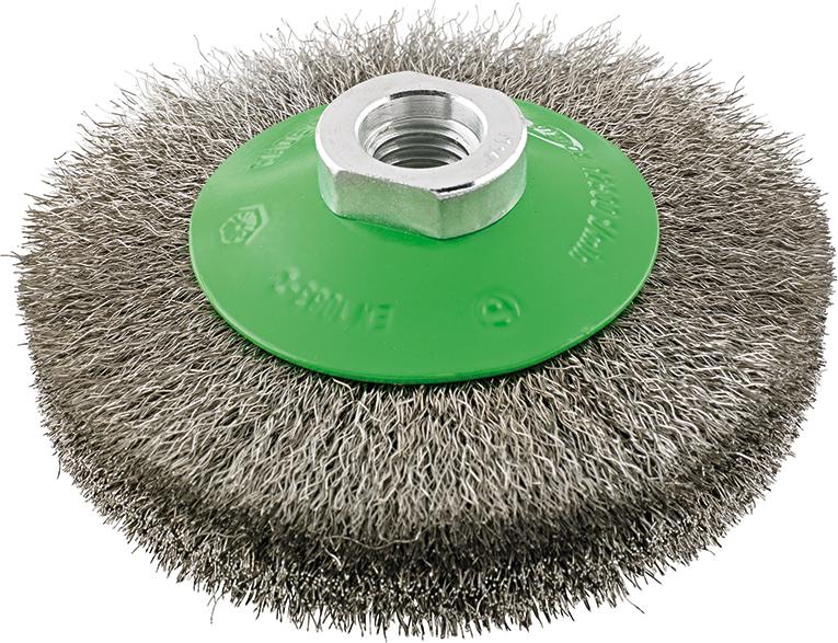 Format Kegelbürste rostfrei M14 gewellt 100x0,2mm Format Kegelbürste rostfrei M14 gewellt 100x0,2mm